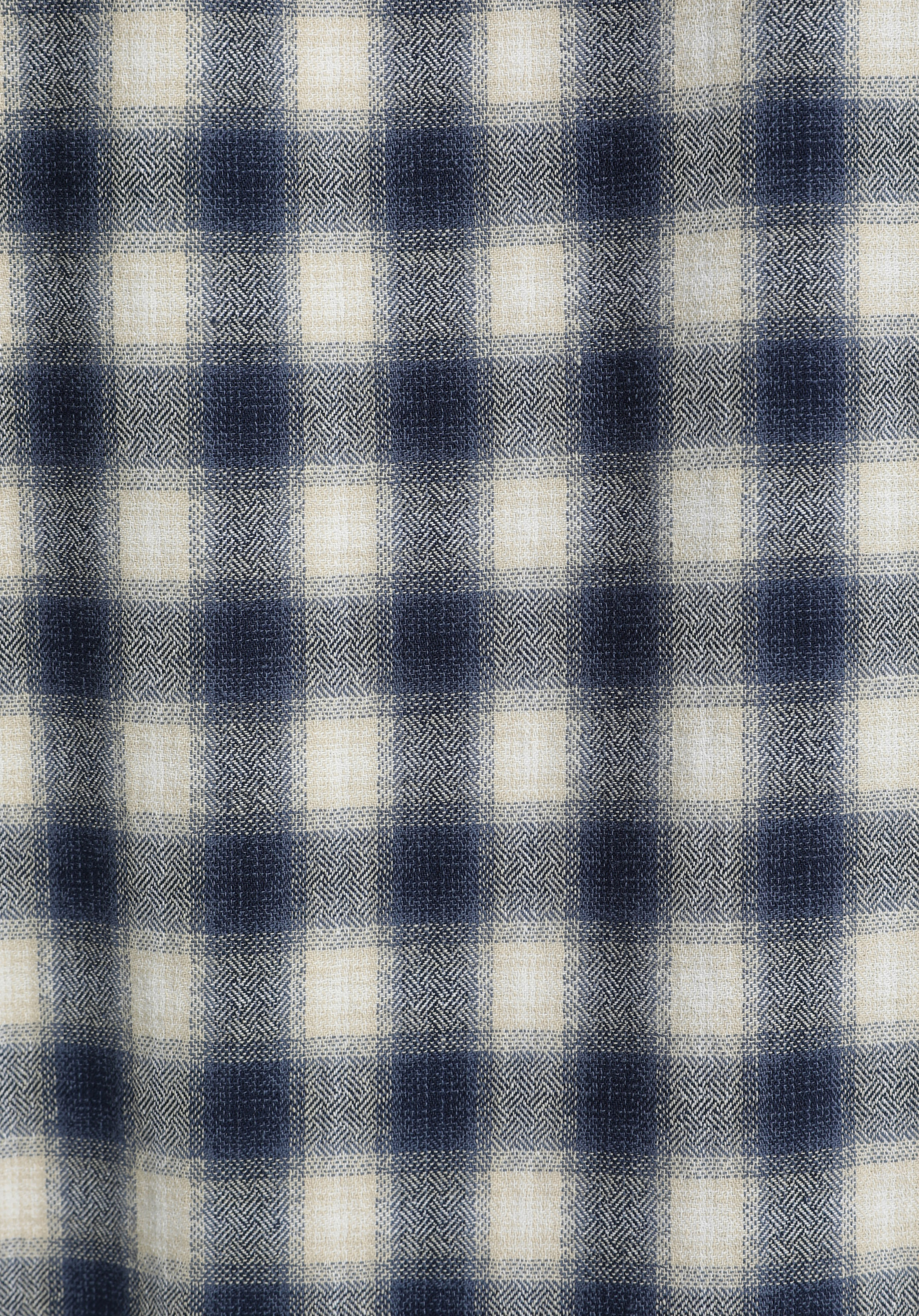 Regular Fit Shirt Neck Kareli Erkek Lacivert Uzun Kol Gömlek