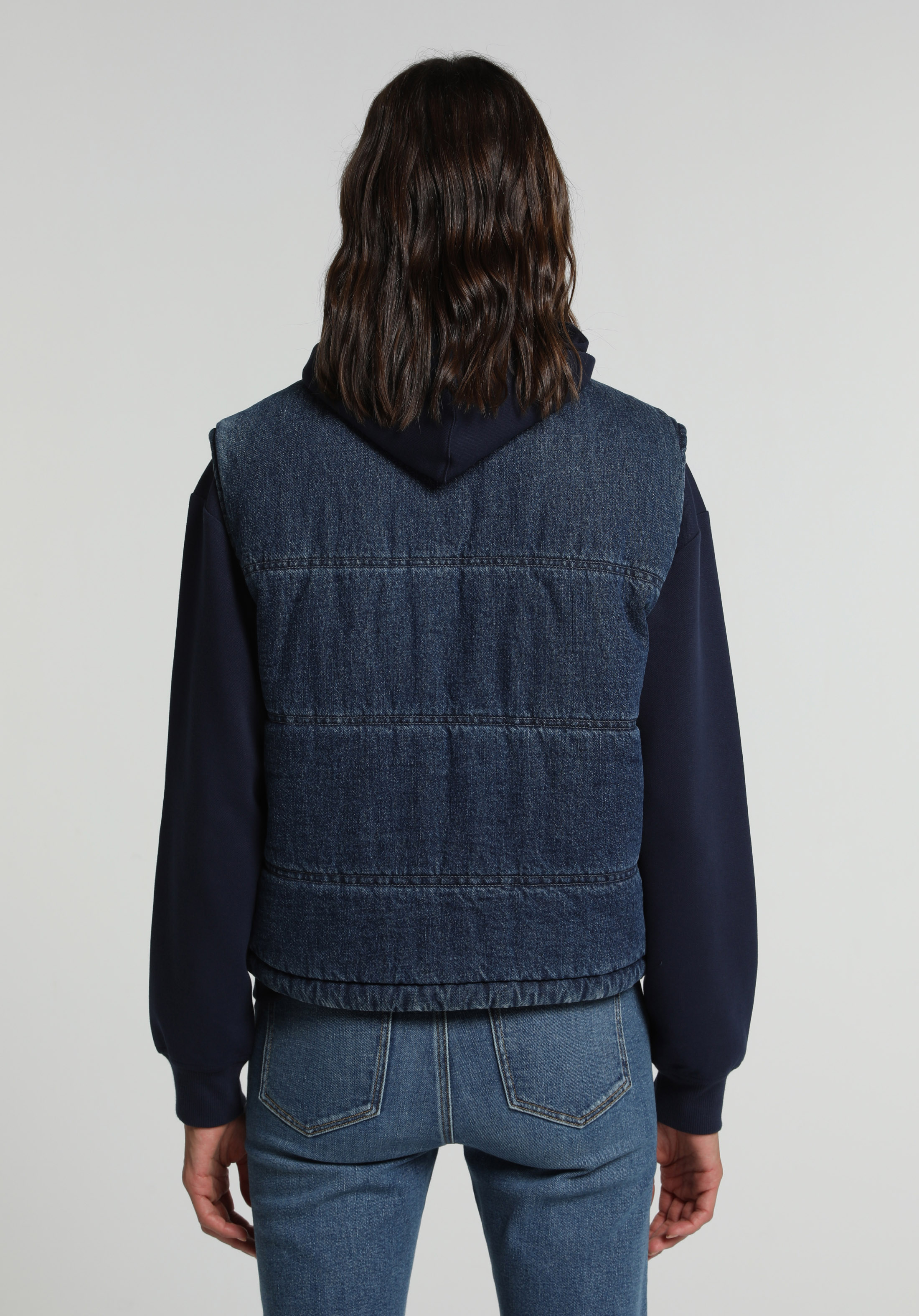 Regular Fit     Kadın Dark İndigo Denim Yelek
