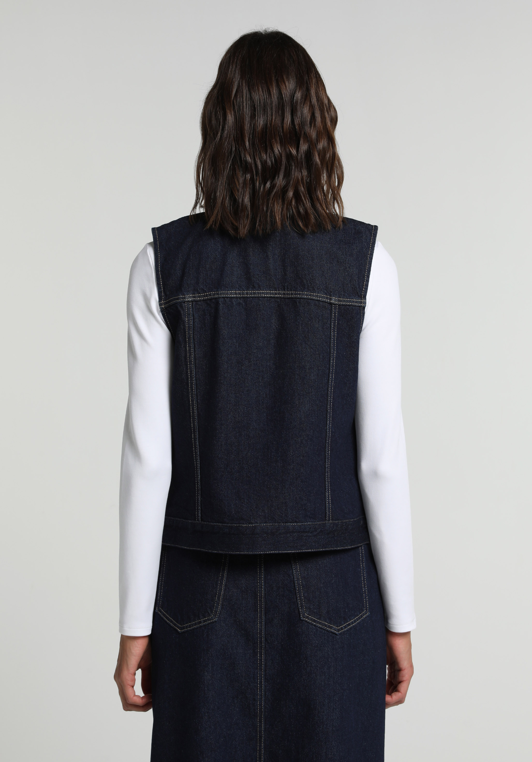 Regular Fit     Kadın Dark İndigo Denim Yelek