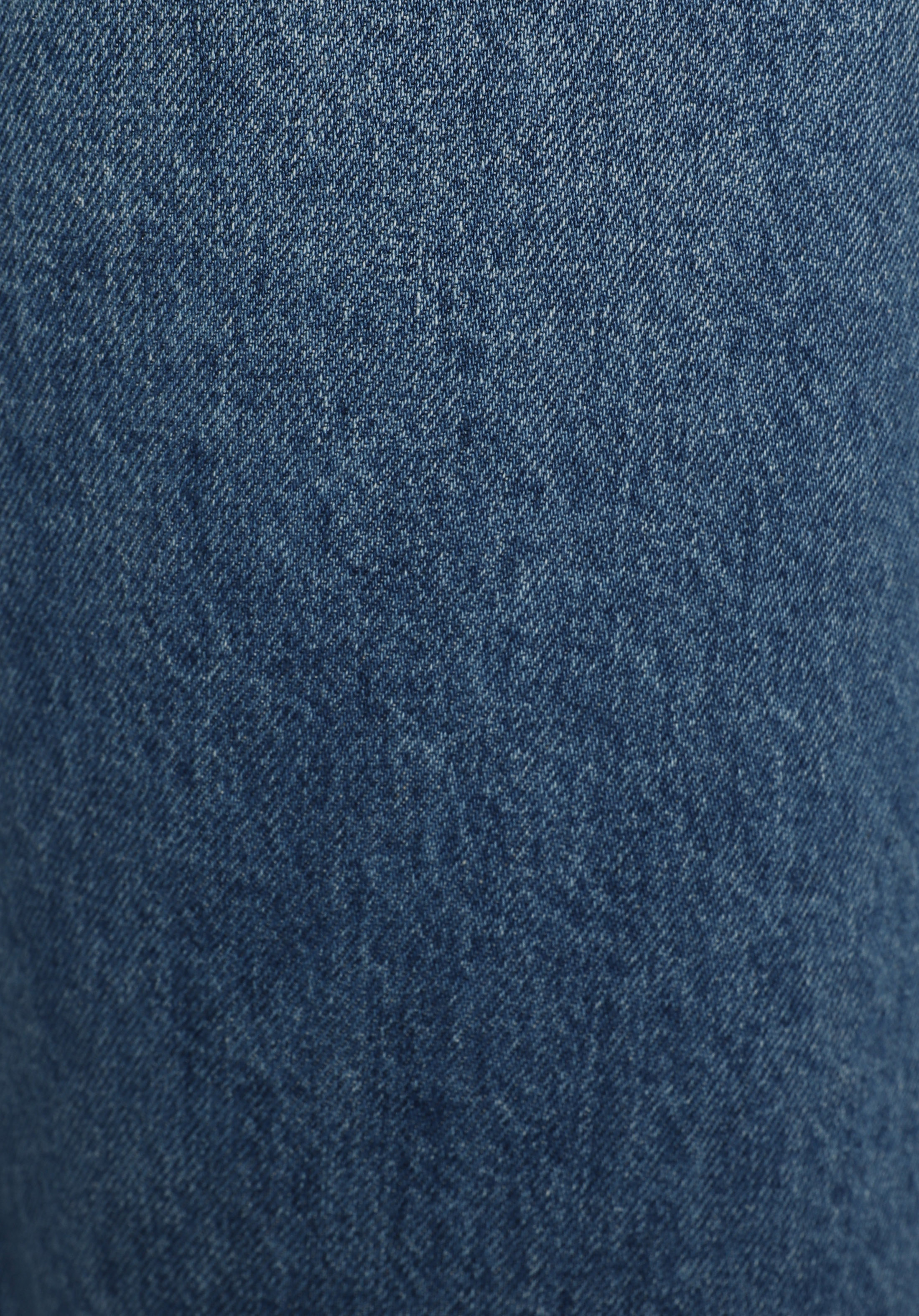 Slim Fit Düz Fermuarlı Kadın Mid İndigo Denim Etek