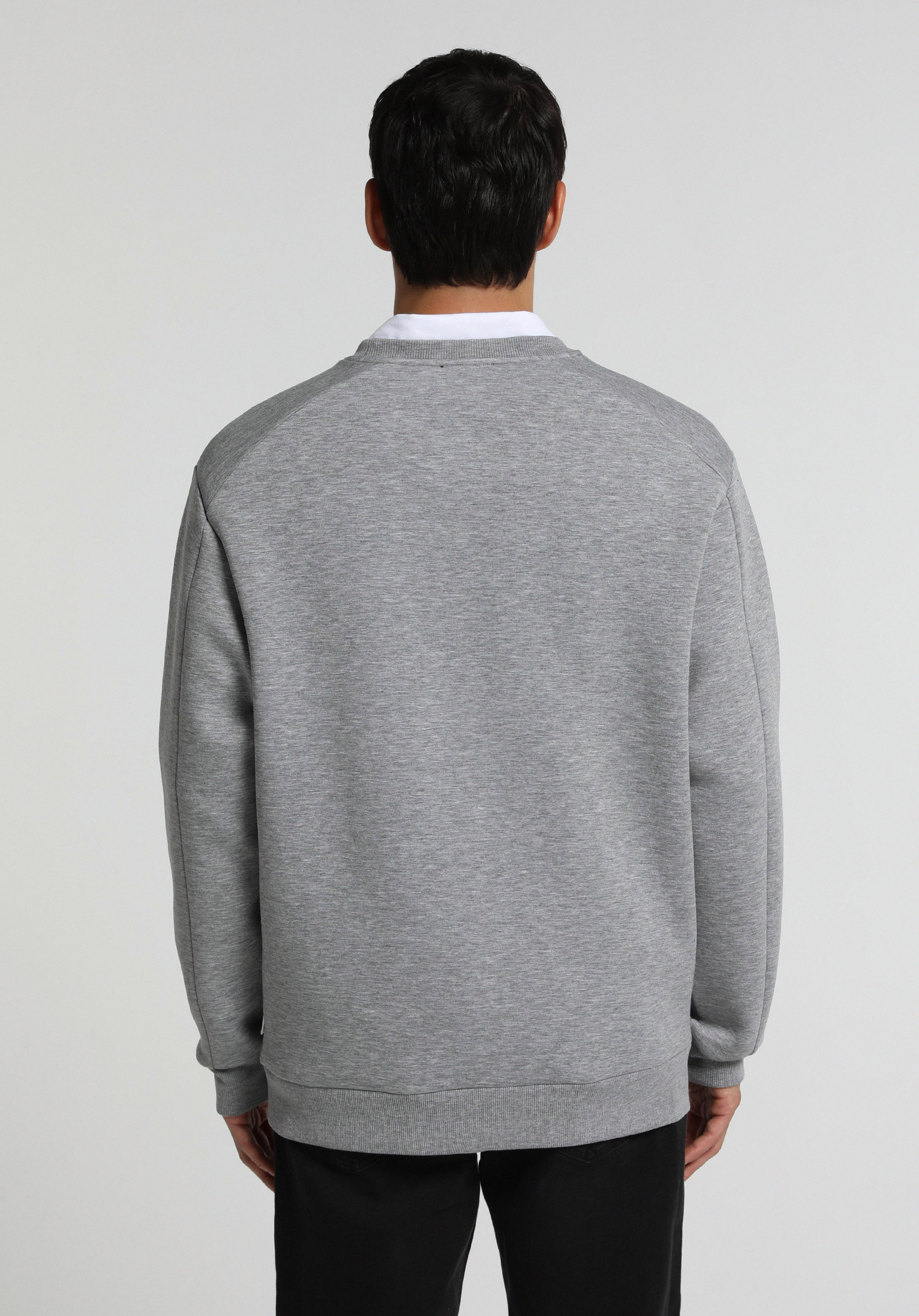 Relaxed Fit Yuvarlak Yaka Düz Erkek Gri Sweatshirt