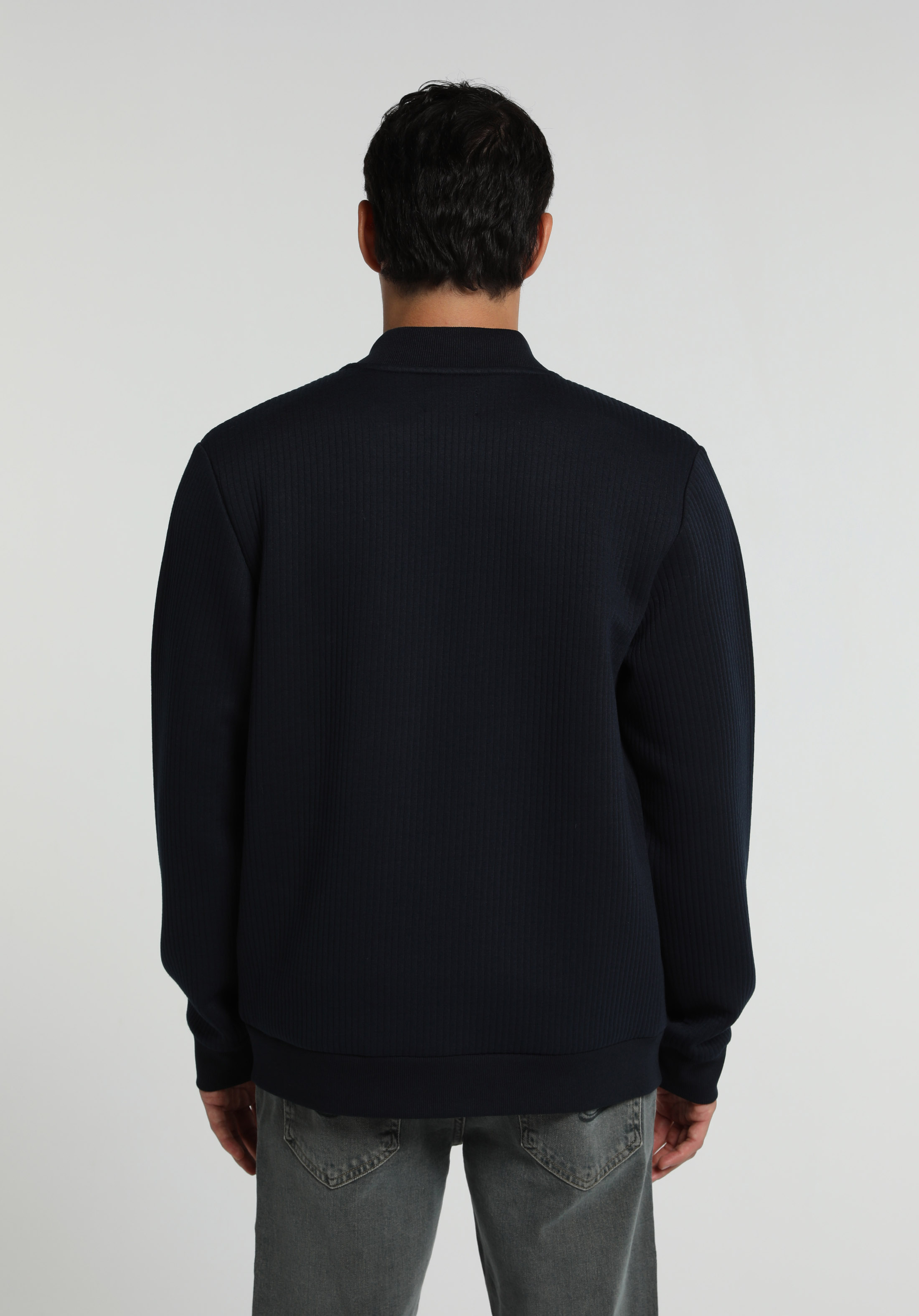 Slim Fit Fermuarlı   Erkek Lacivert Ceket