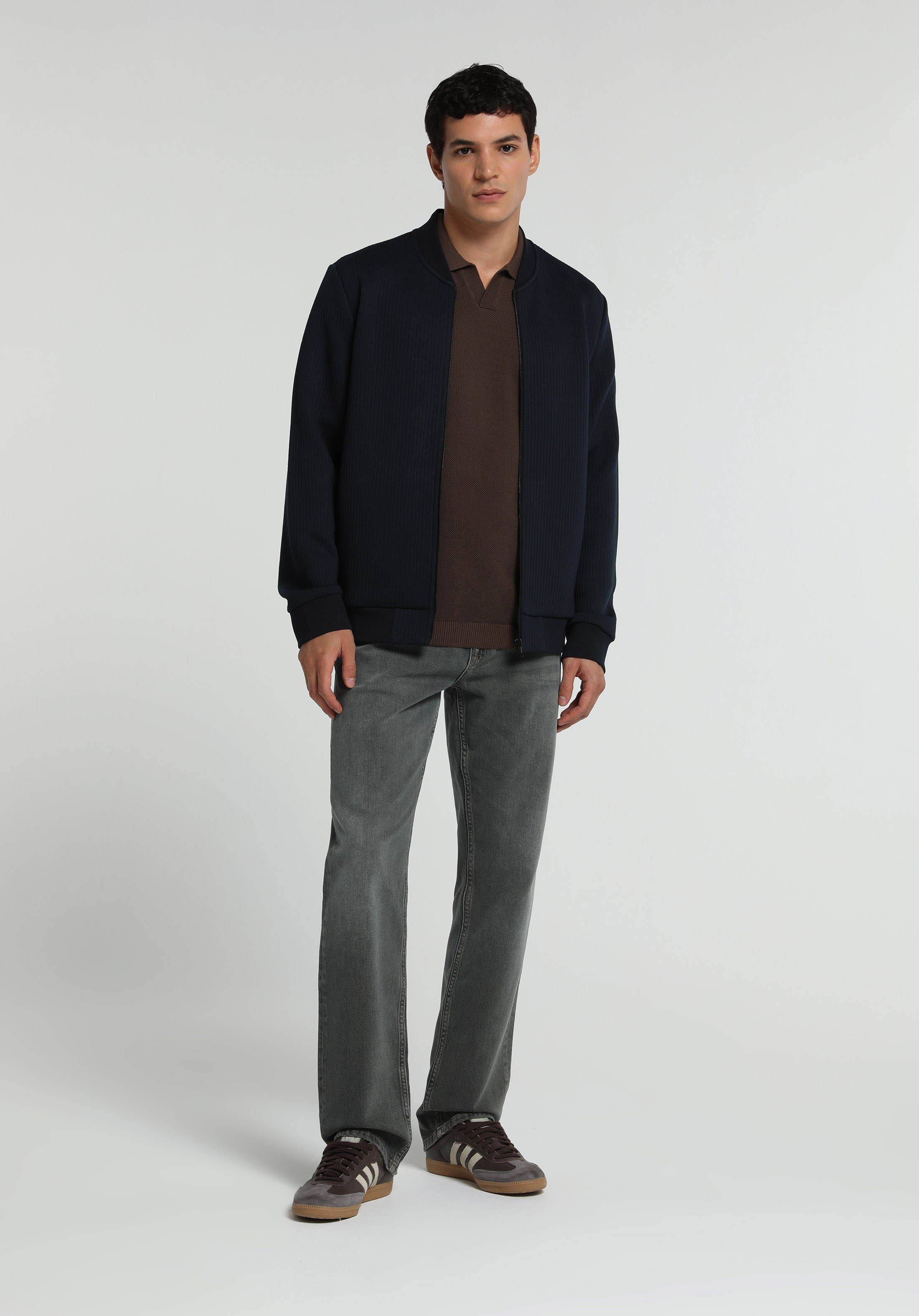 Slim Fit Fermuarlı   Erkek Lacivert Ceket