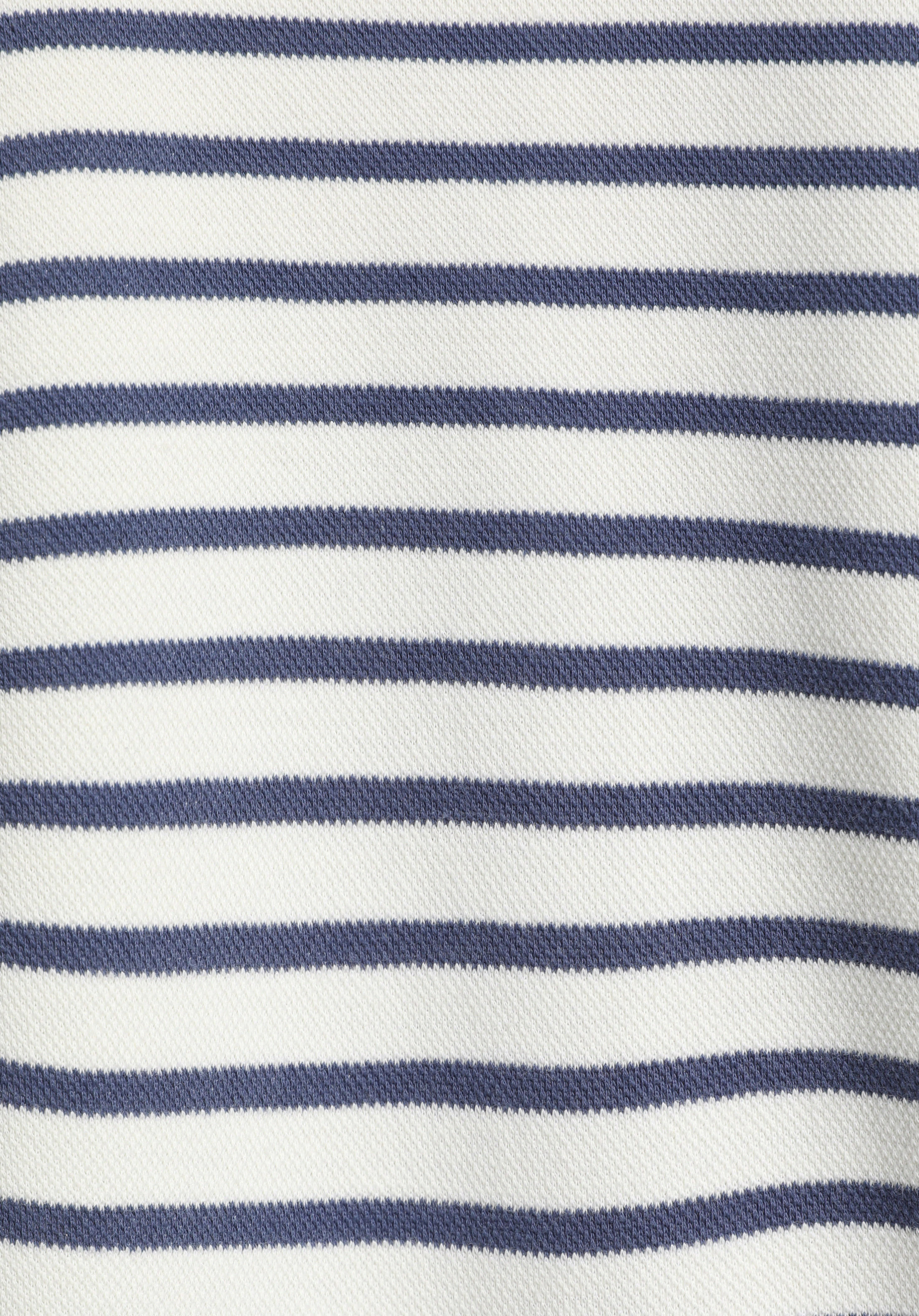 Regular Fit Polo Yaka Çizgili Kadın Mavi Sweatshirt