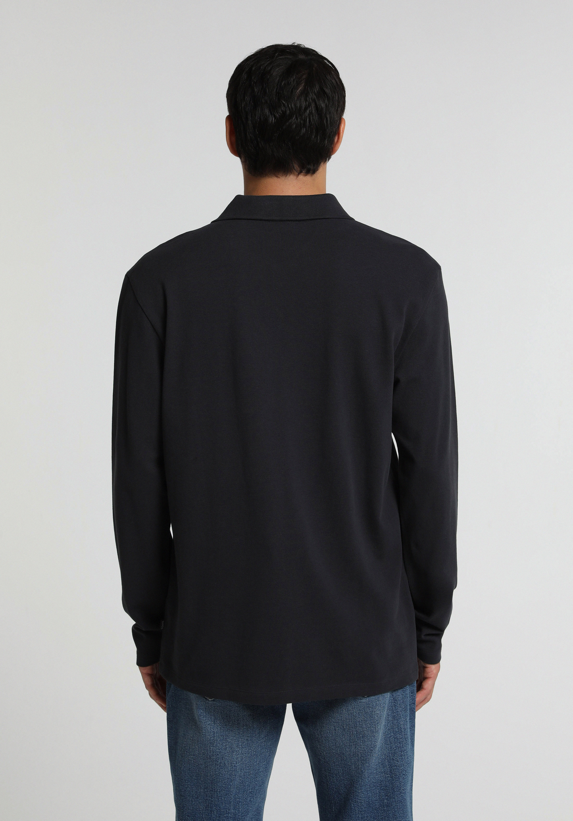 Regular Fit Polo Yaka Düz Erkek Lacivert Uzun Kol Tişört