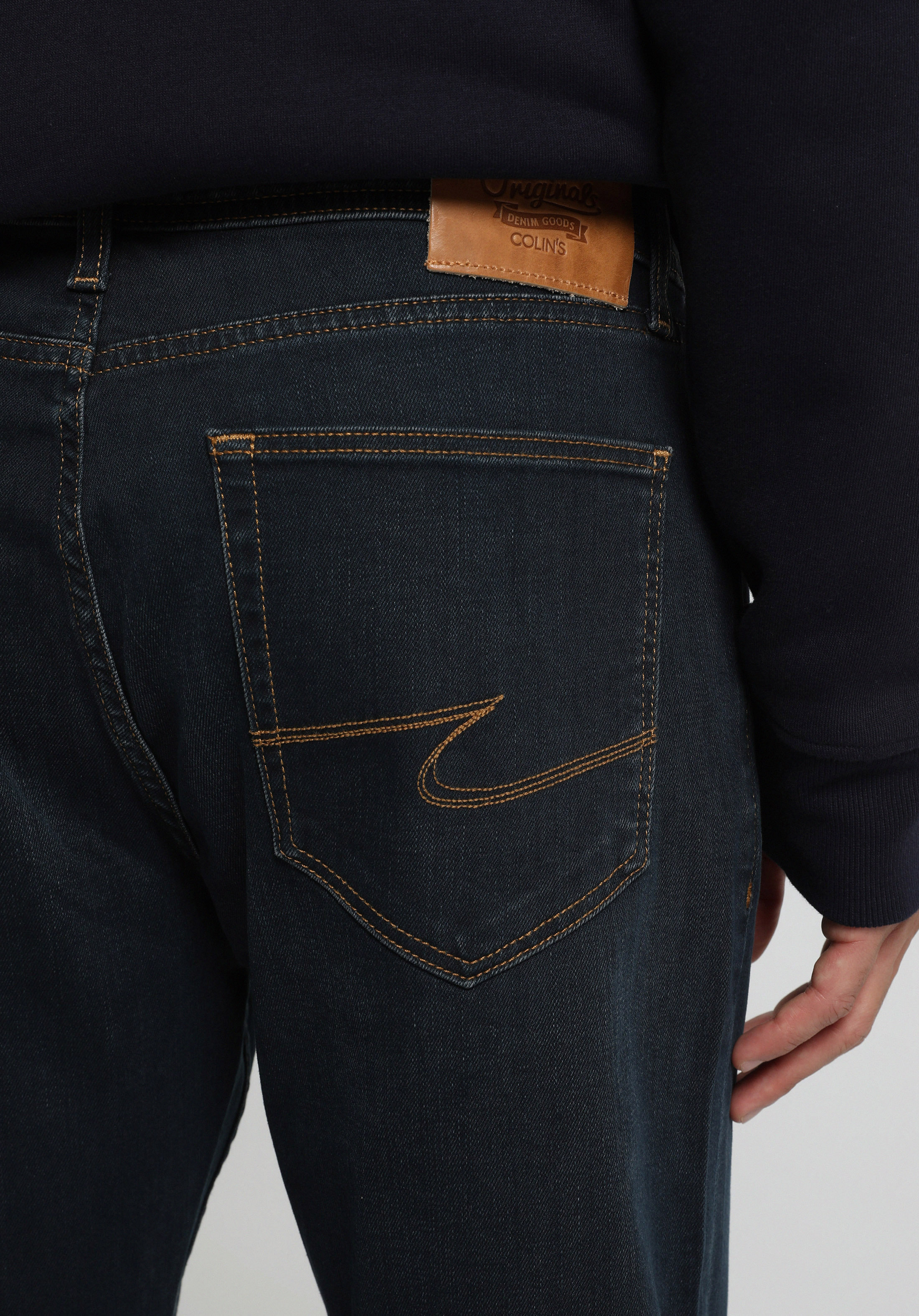 Slim Tapered Fit   Erkek Blue Black Denim Jean Pantolon