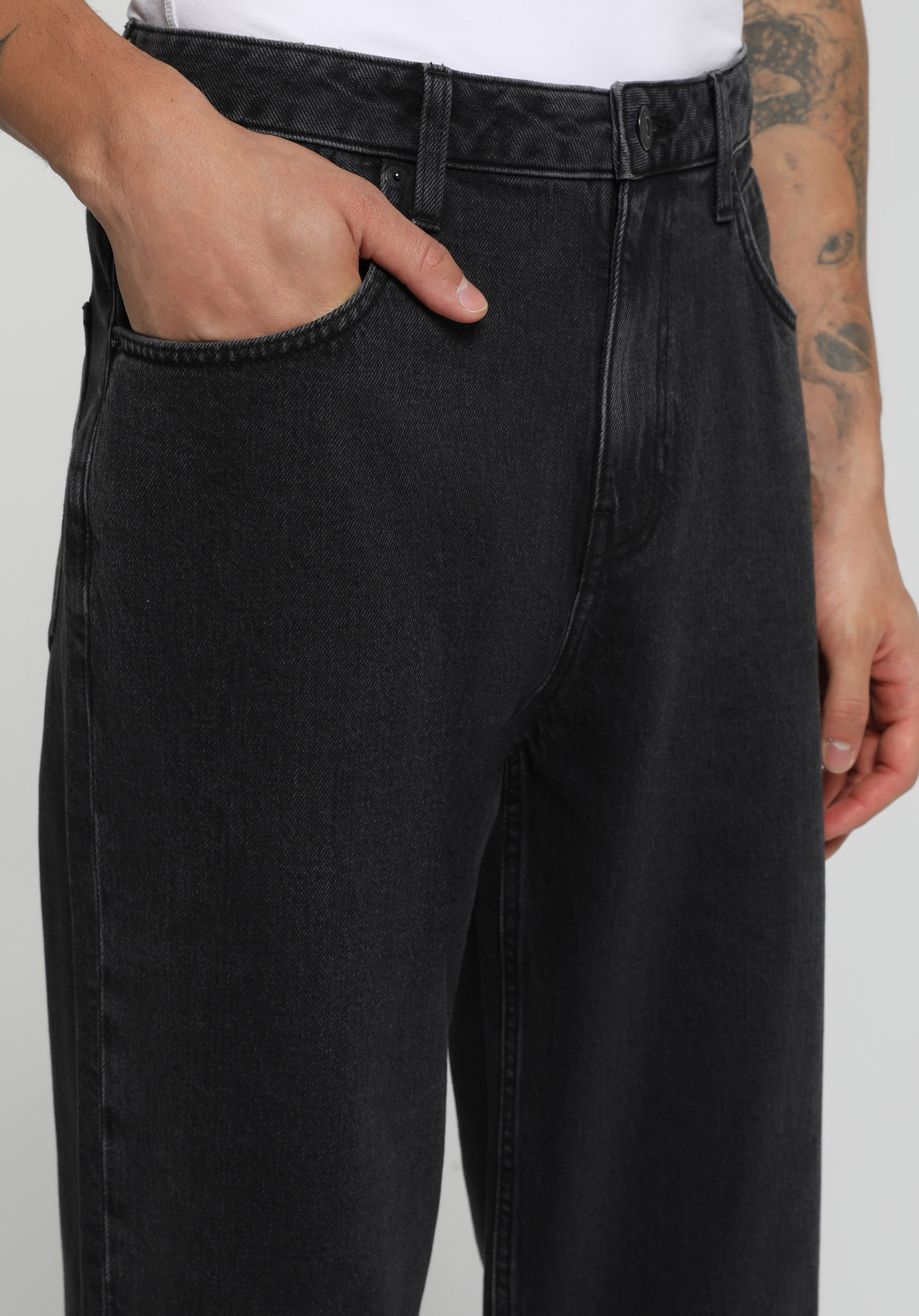 Loose Baggy Fit   Erkek Black Black Denim Jean Pantolon