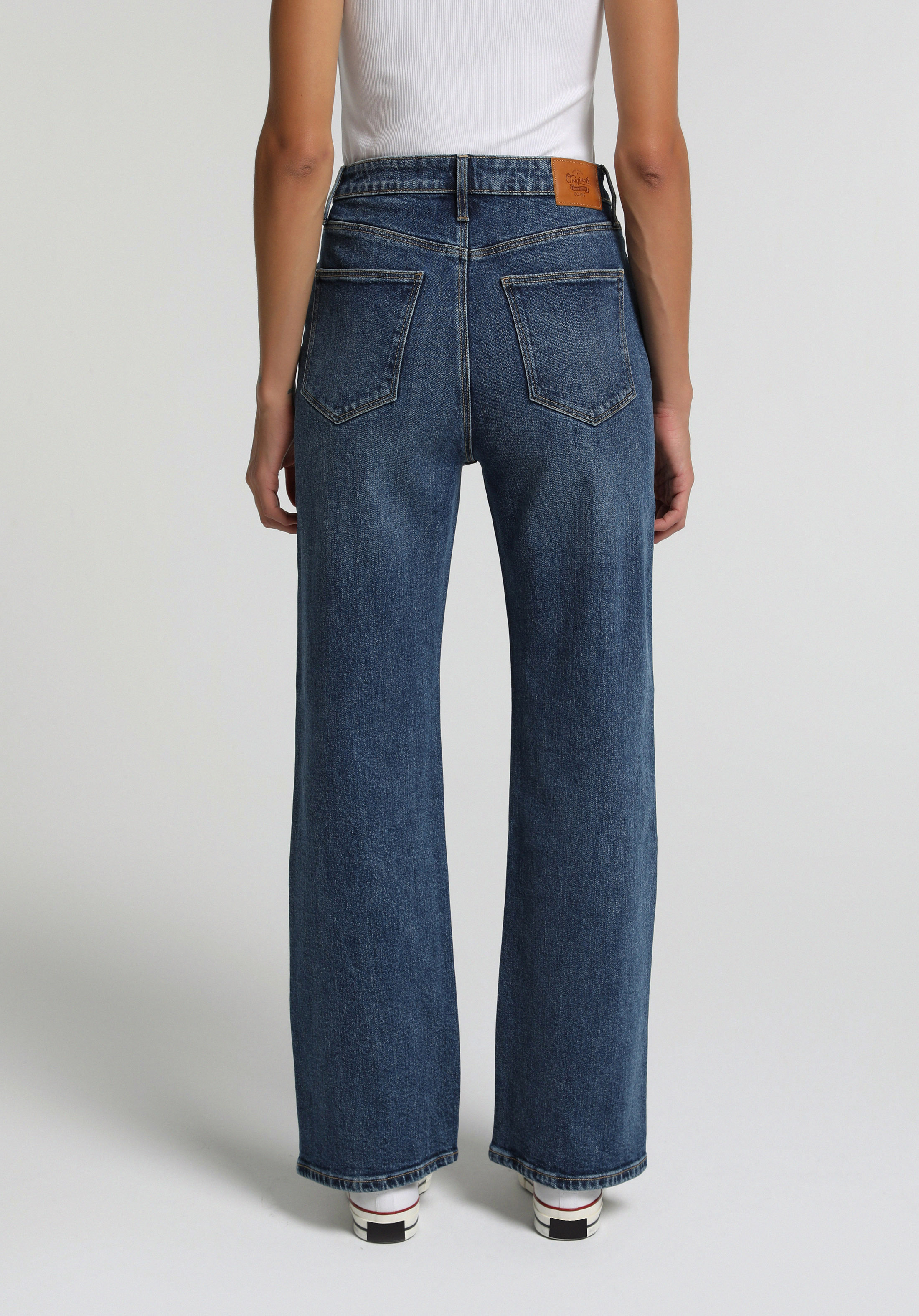 Loose Bootcut Fit   Kadın Mid İndigo Denim Jean Pantolon