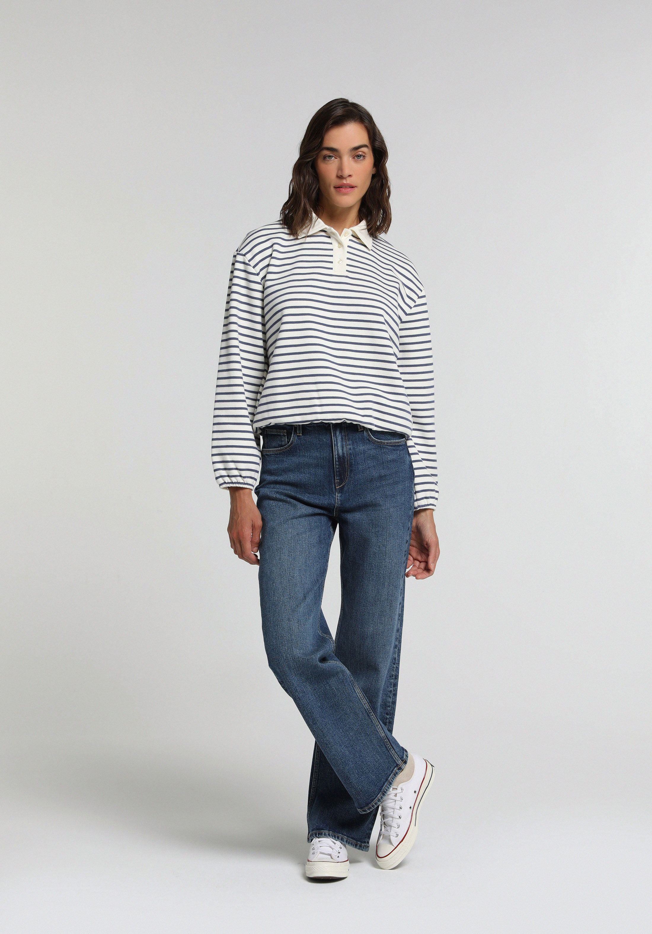 Loose Bootcut Fit   Kadın Mid İndigo Denim Jean Pantolon