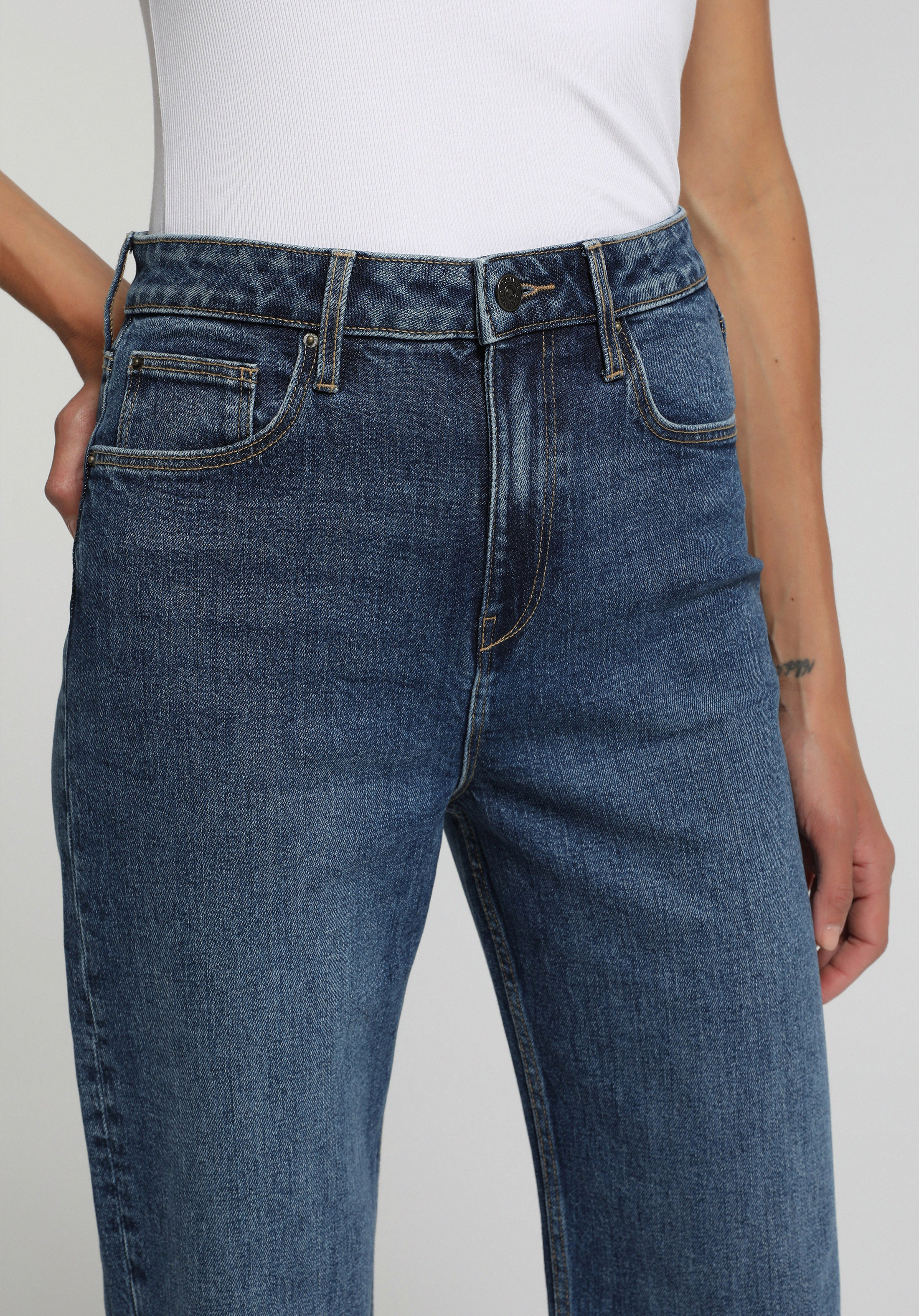 Loose Bootcut Fit   Kadın Mid İndigo Denim Jean Pantolon