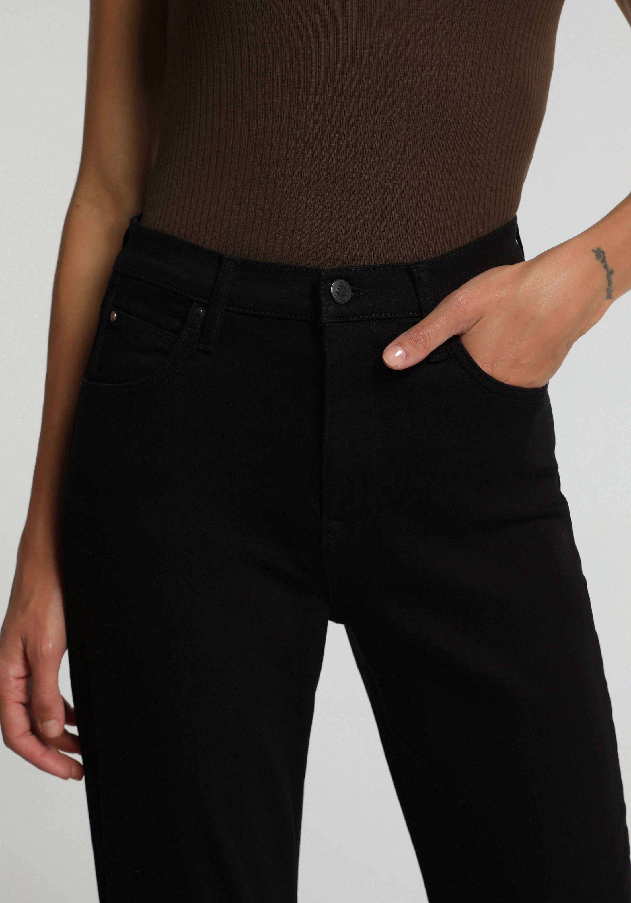 Mom Fit   Kadın Black Black Denim Jean Pantolon