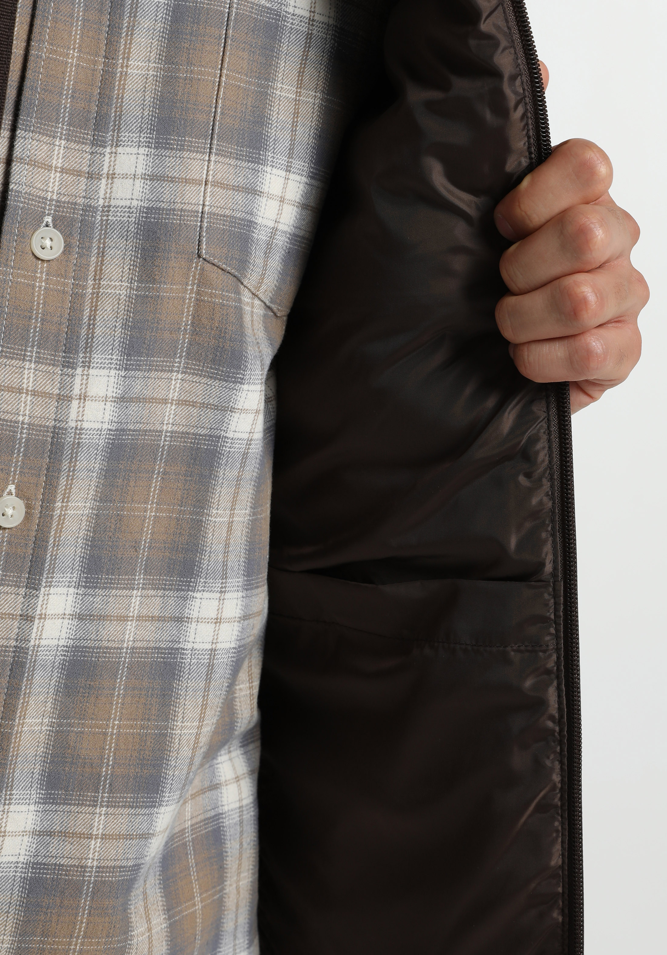 Slim Fit Dik Yaka Fermuarlı Astarlı  Erkek Kahverengi Yelek