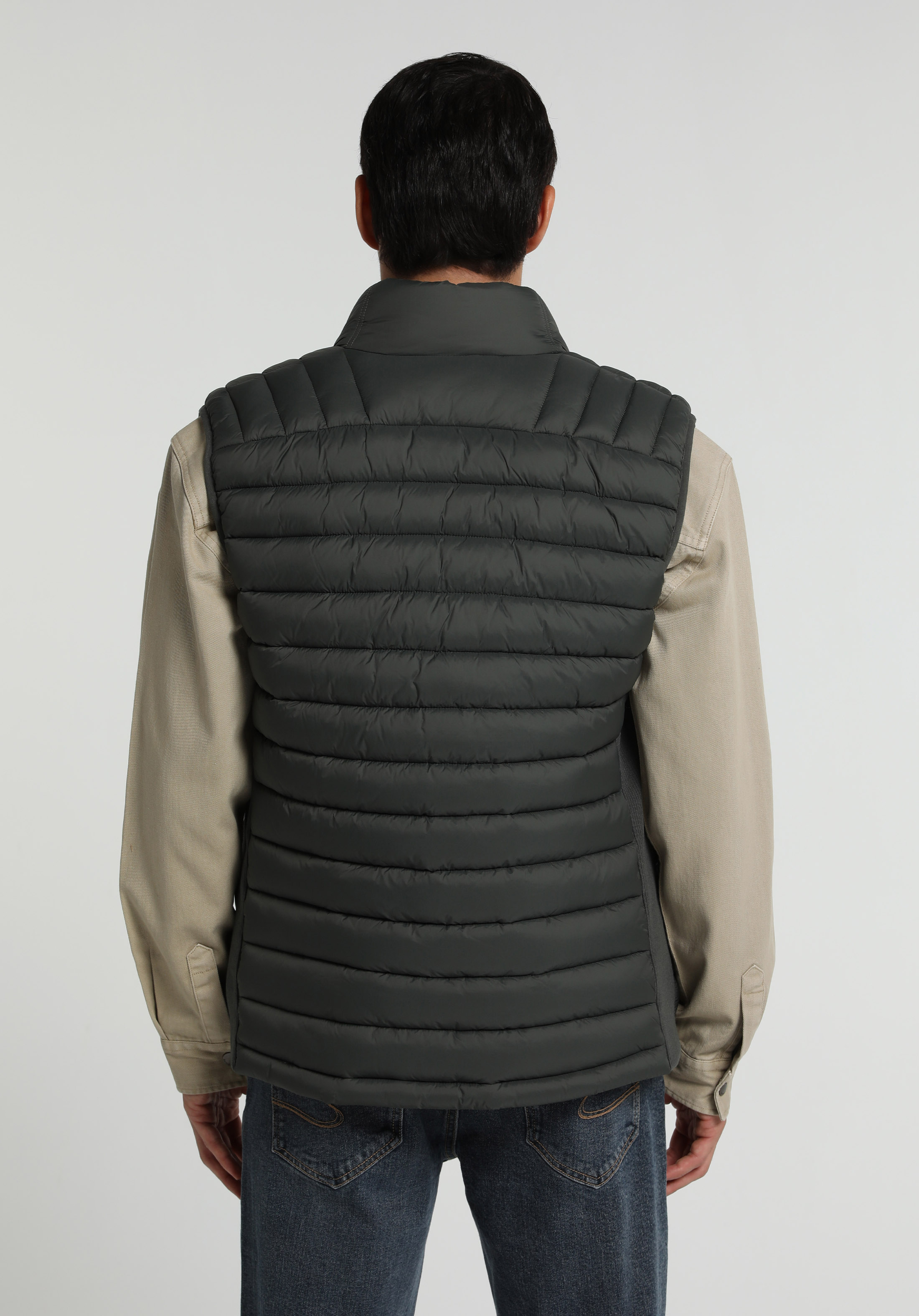 Slim Fit Dik Yaka Fermuarlı Astarlı  Erkek Yeşil Yelek