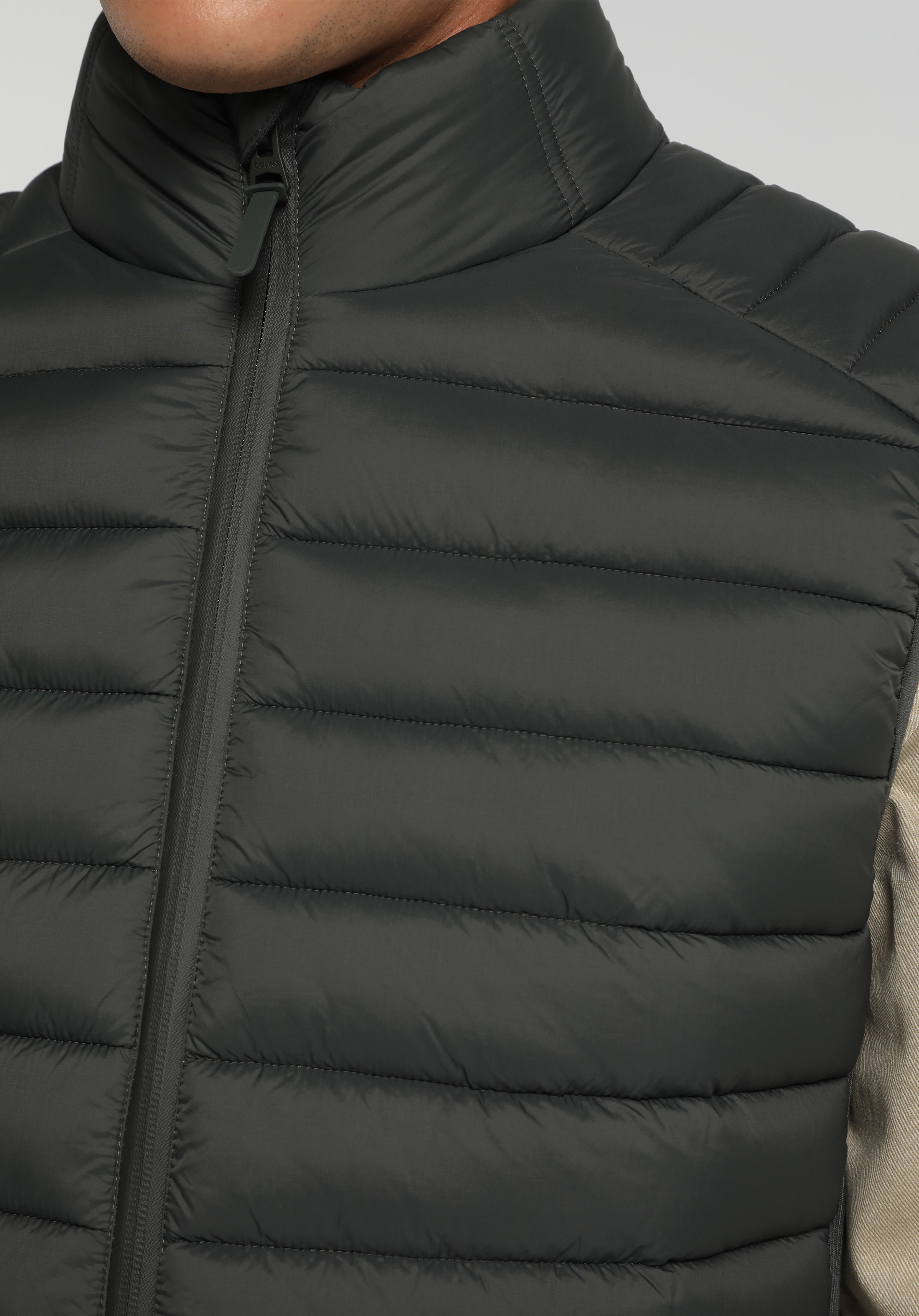Slim Fit Dik Yaka Fermuarlı Astarlı  Erkek Yeşil Yelek