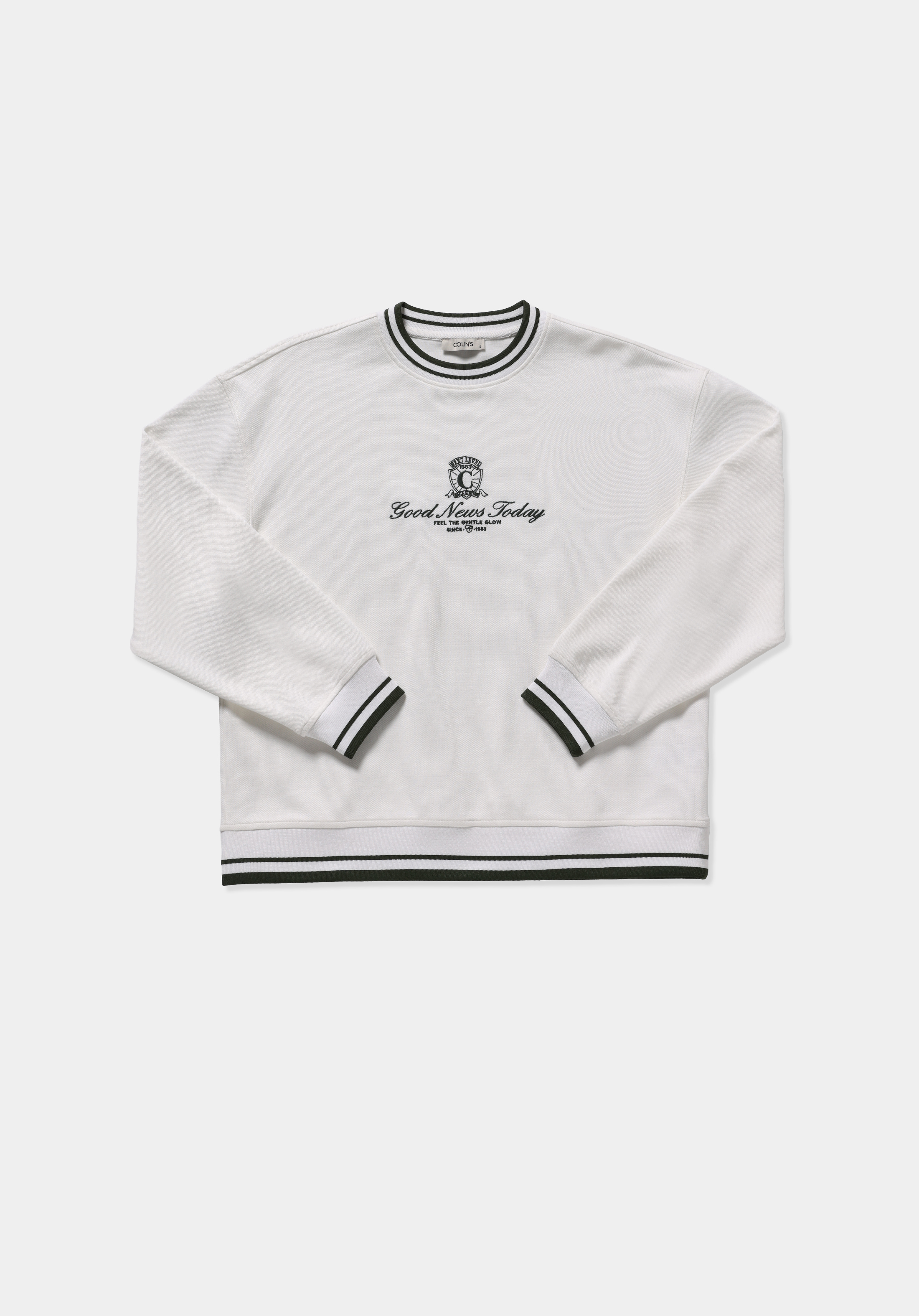 Regular Fit Yuvarlak Yaka Nakışlı Kadın Ekru Sweatshirt