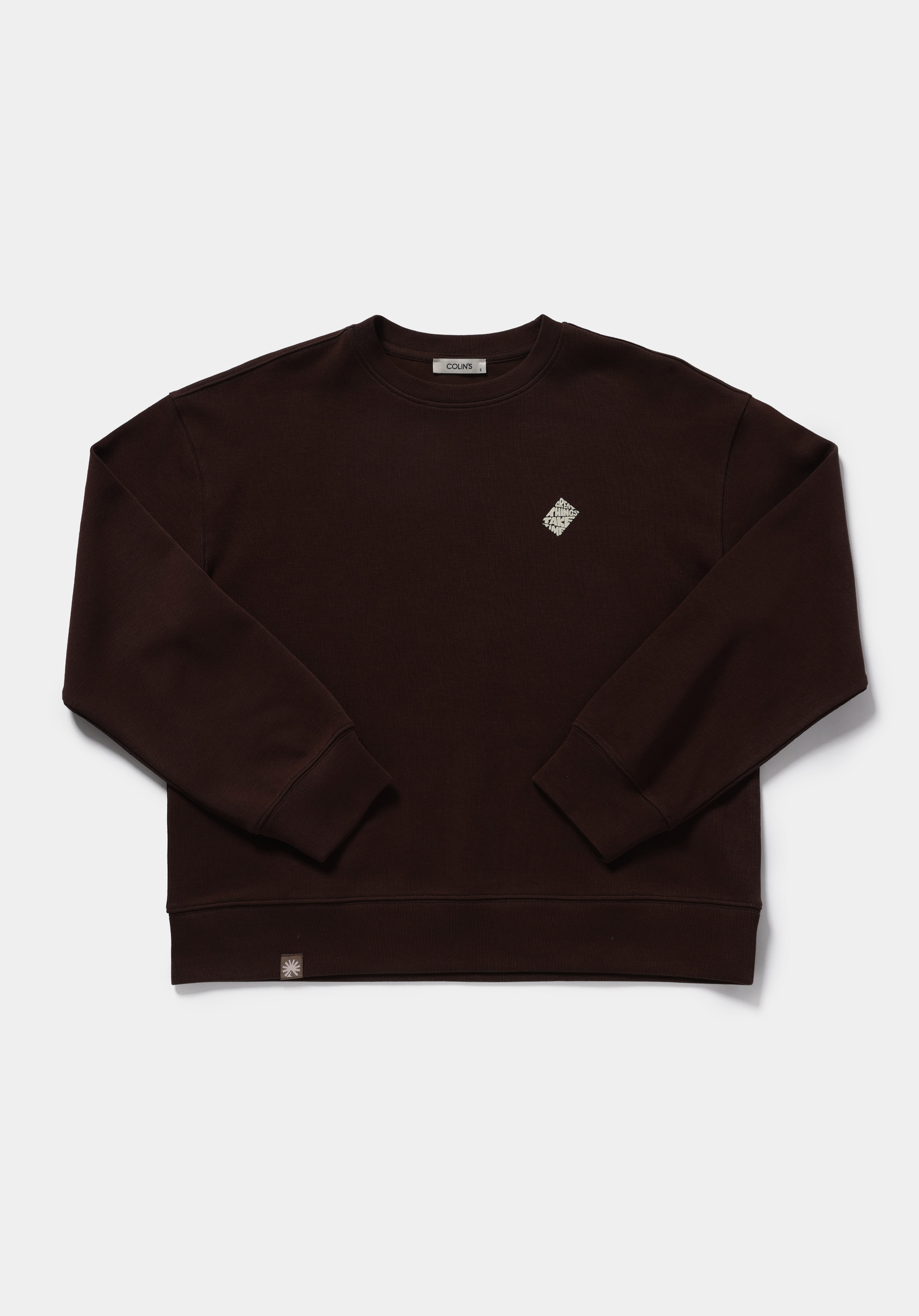 Regular Fit Yuvarlak Yaka Baskılı Kadın Kahverengi Sweatshirt