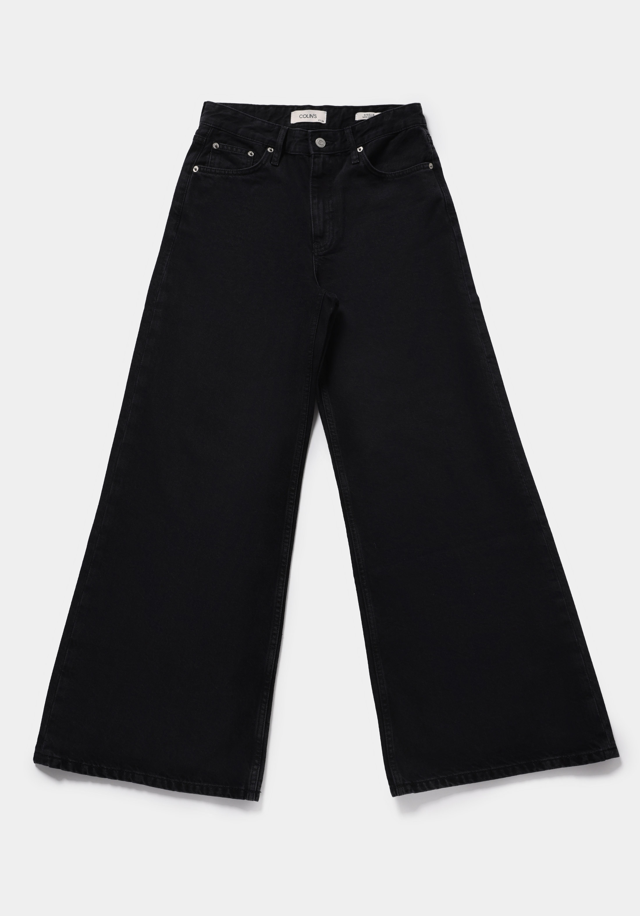 Super Wide Leg Fit   Kadın Black Black Denim Jean Pantolon