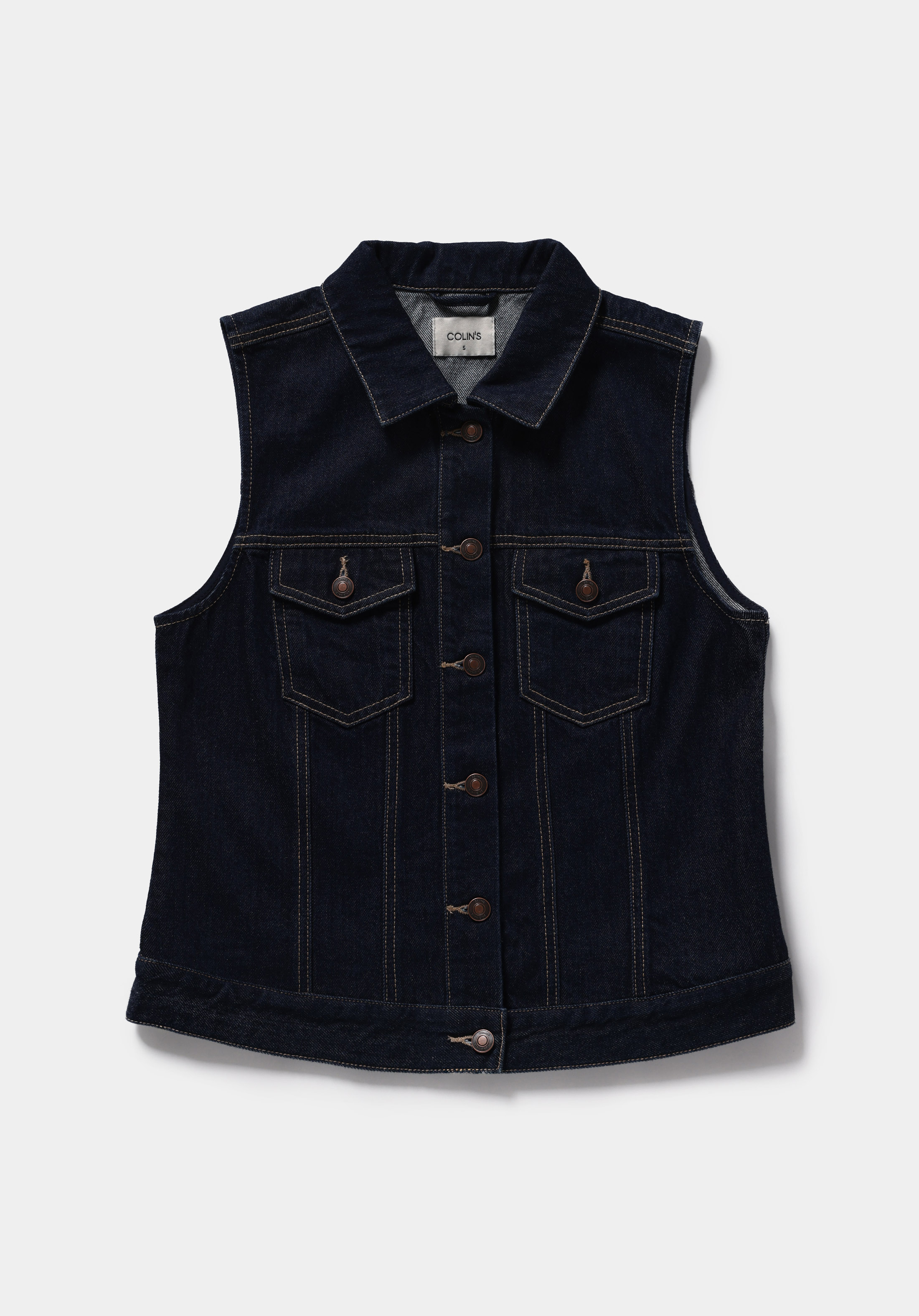Regular Fit     Kadın Dark İndigo Denim Yelek