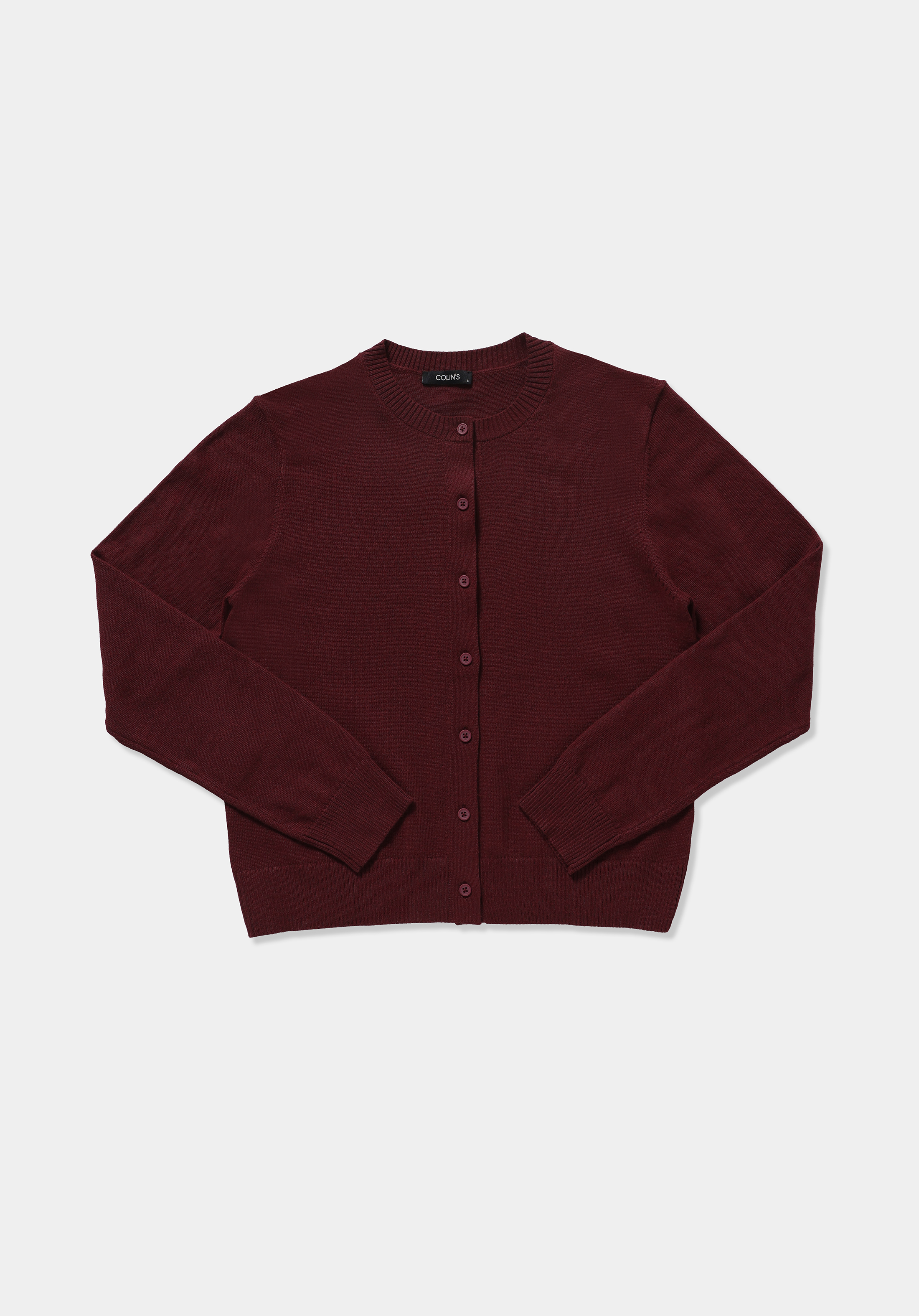 Slim Fit Yuvarlak Yaka Düz Kadın Bordo Hırka