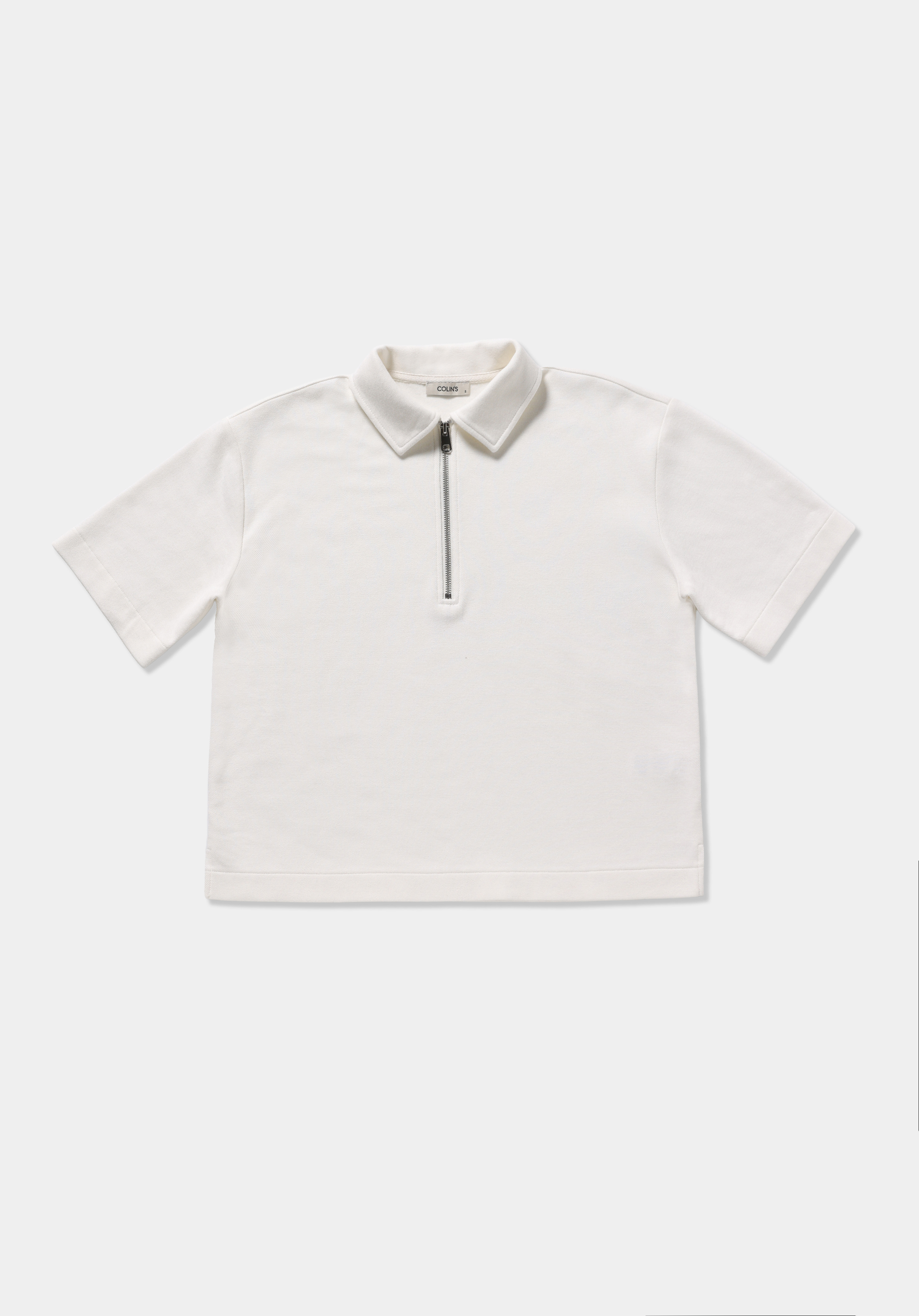 Regular Fit Polo Yaka Düz Kadın Beyaz Kısa Kol Tişört