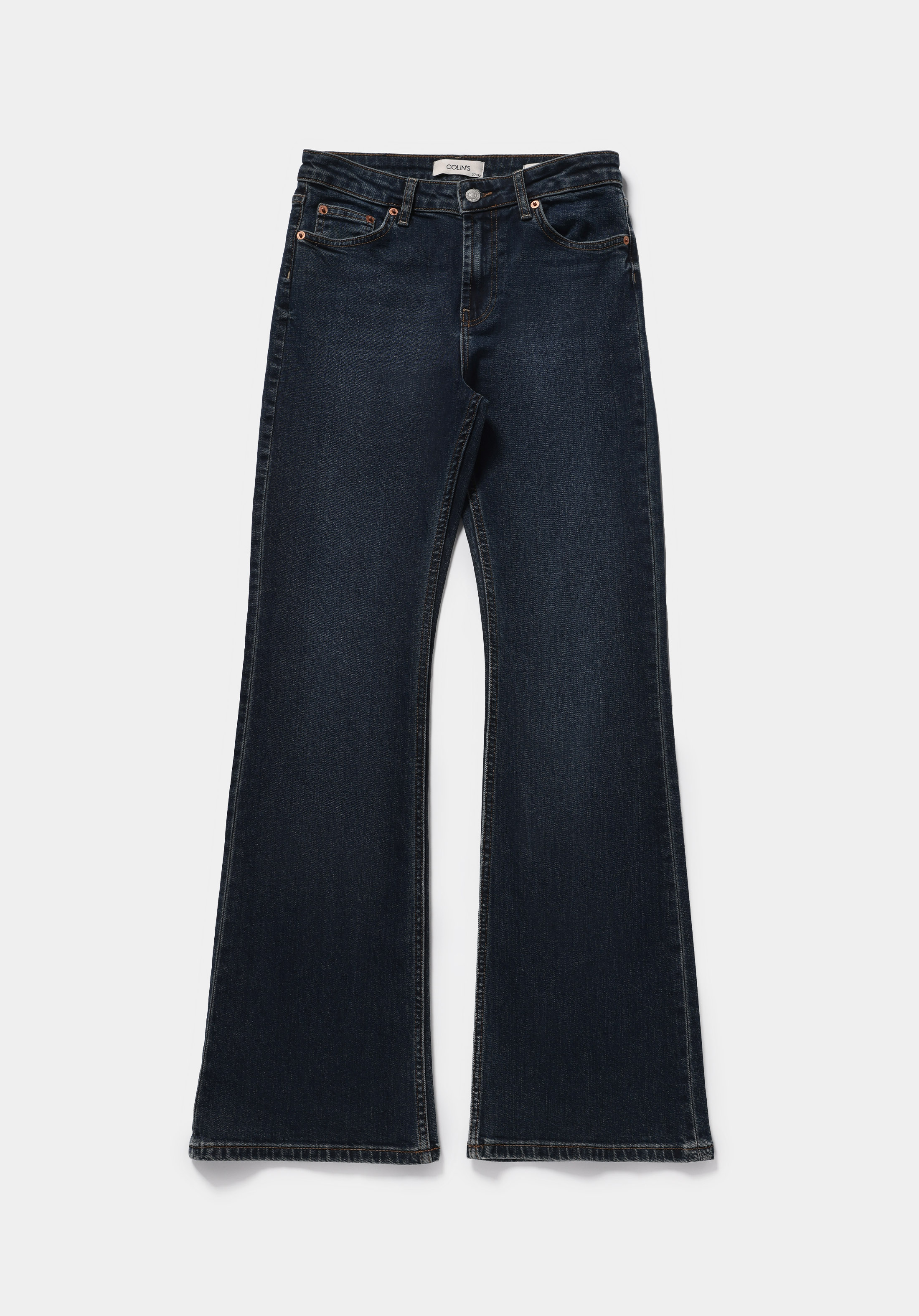 Flare Fit   Kadın Over Dyed Denim Jean Pantolon