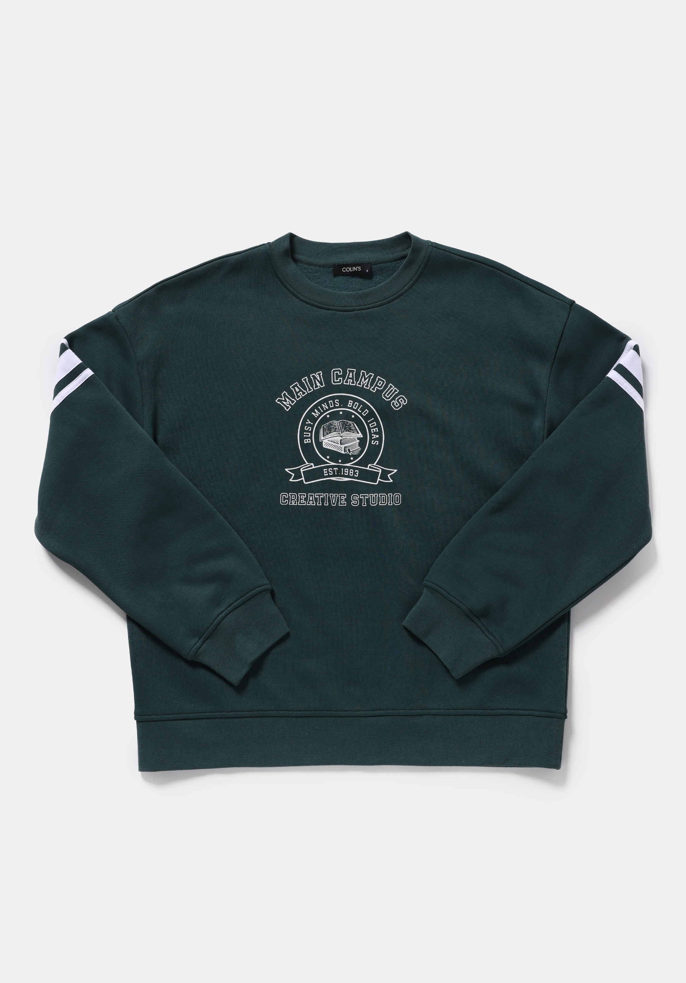 Regular Fit Yuvarlak Yaka Baskılı Kadın Yeşil Sweatshirt