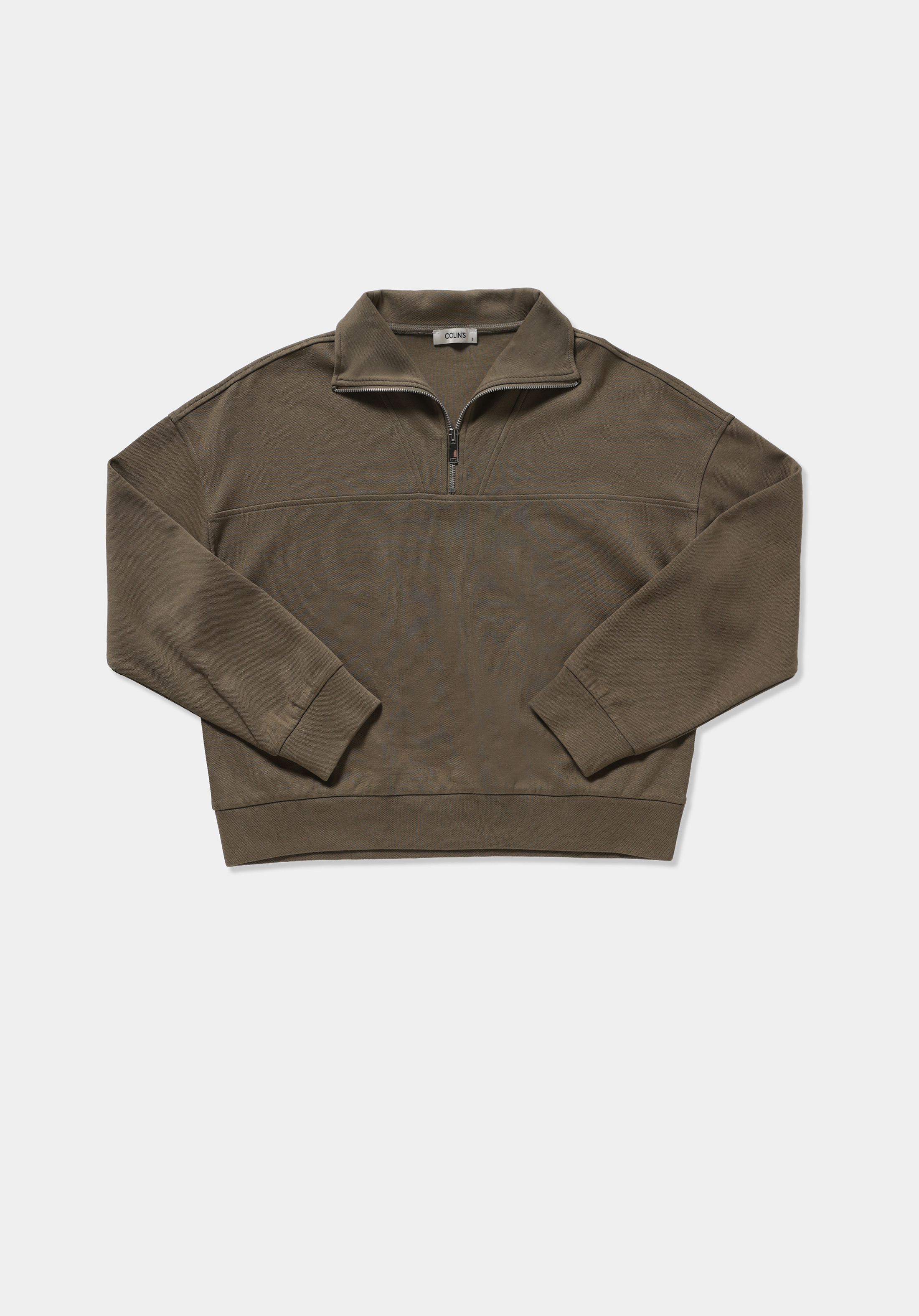 Regular Fit Fermuarlı Düz Kadın Yeşil Sweatshirt