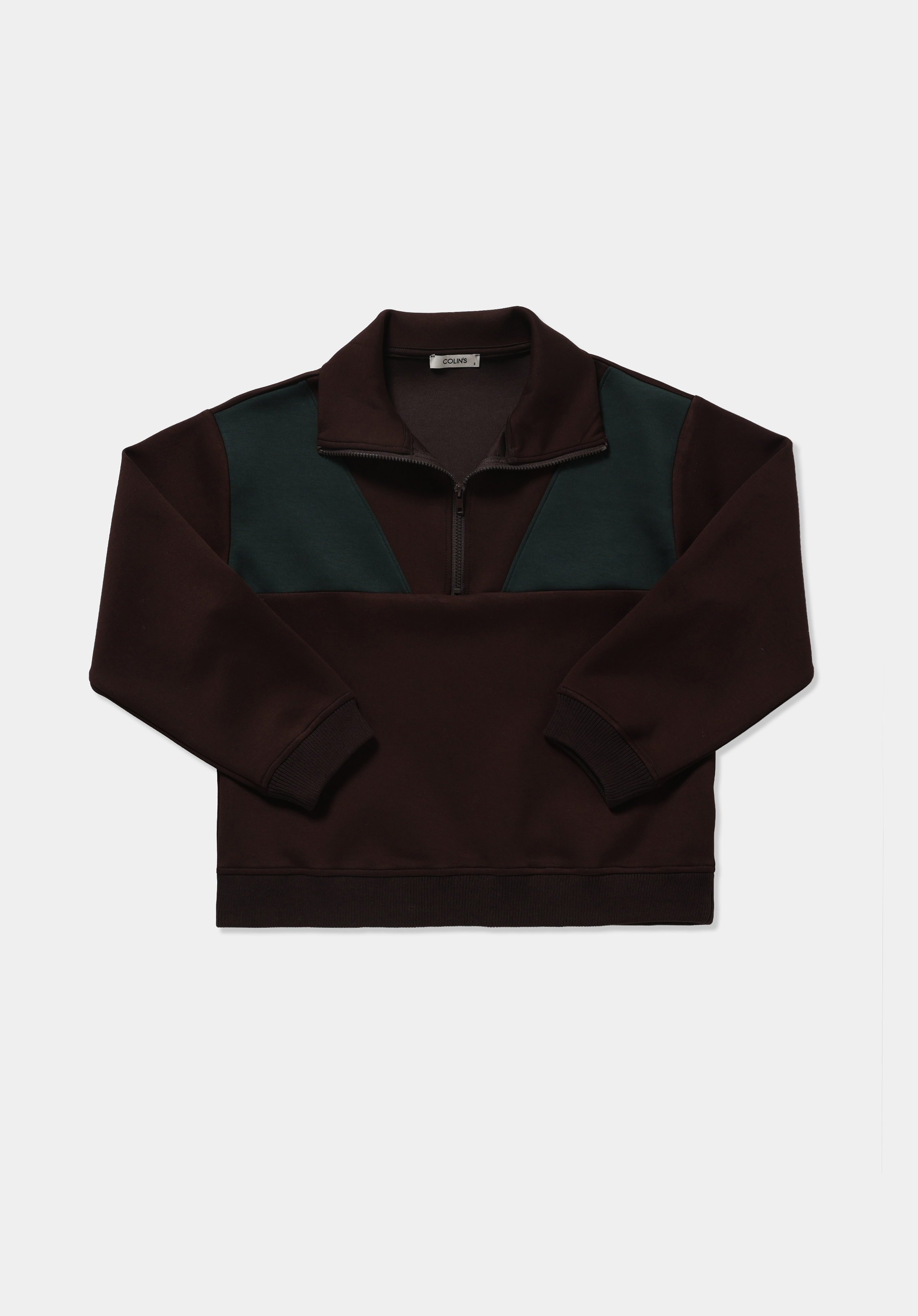 Regular Fit Polo Yaka Düz Kadın Kahverengi Sweatshirt