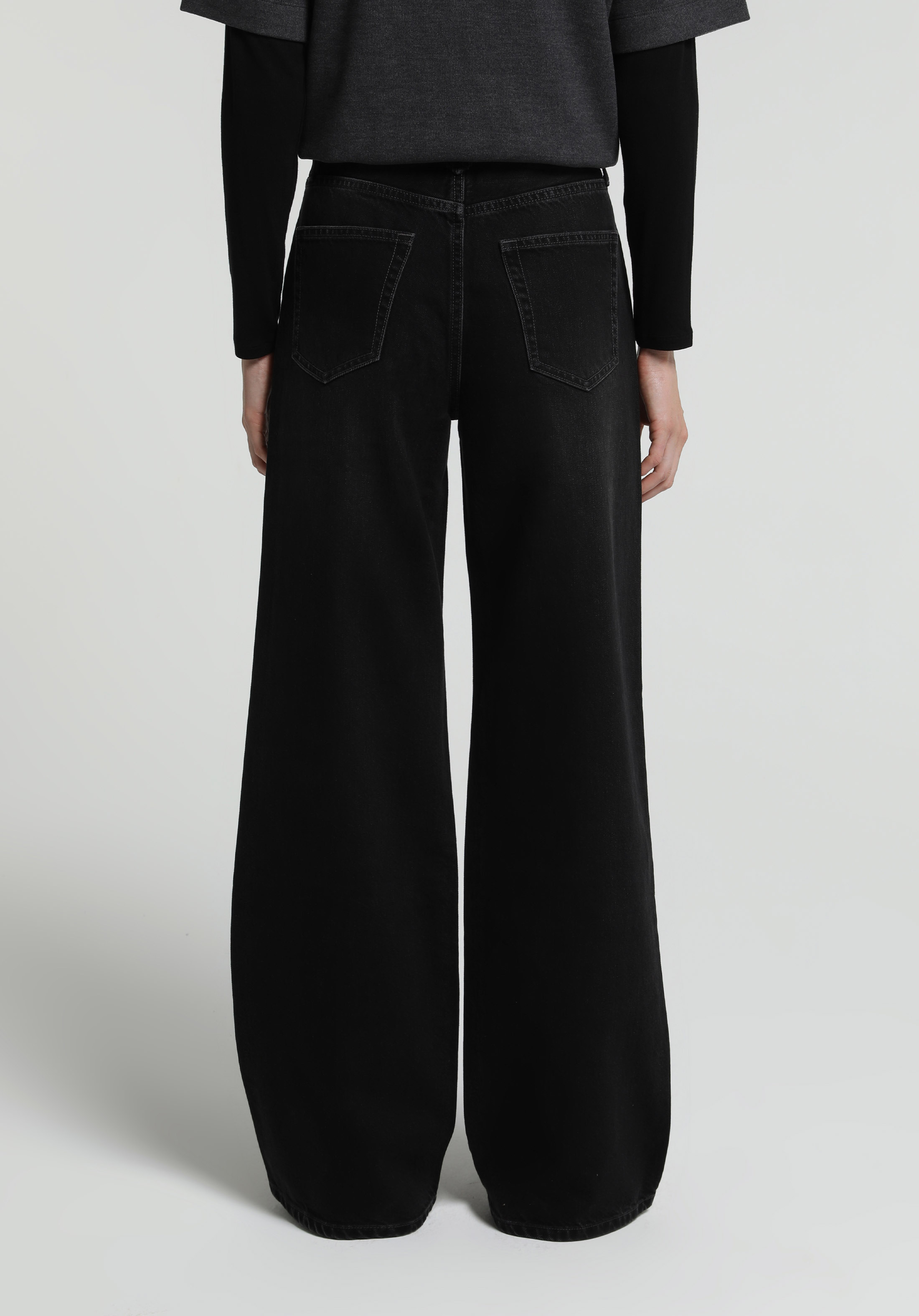 Wide Leg Fit   Kadın Black Black Denim Jean Pantolon