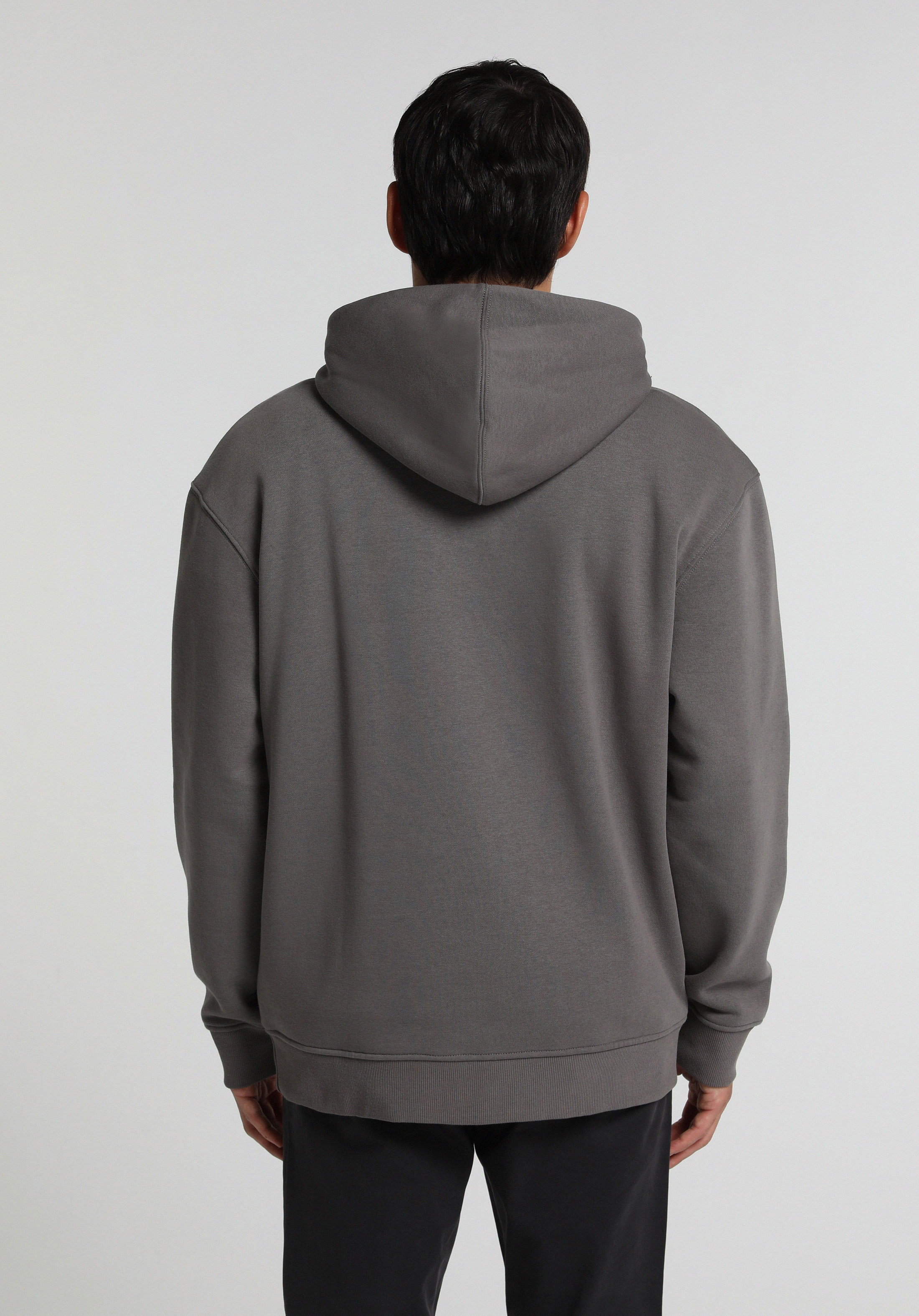 Relaxed Fit Kapüşonlu Düz Erkek Gri Sweatshirt