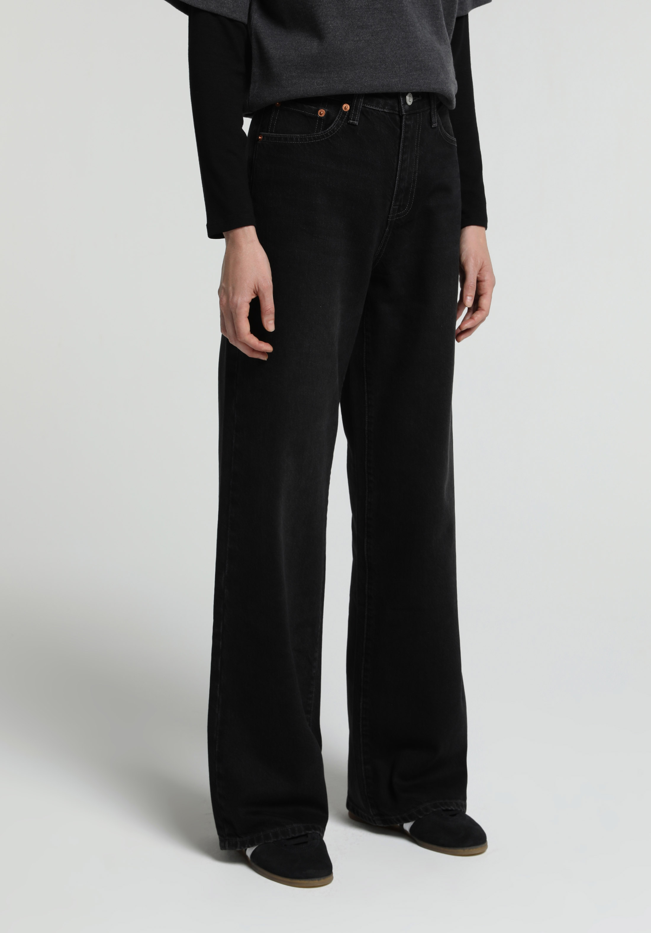 Wide Leg Fit   Kadın Black Black Denim Jean Pantolon