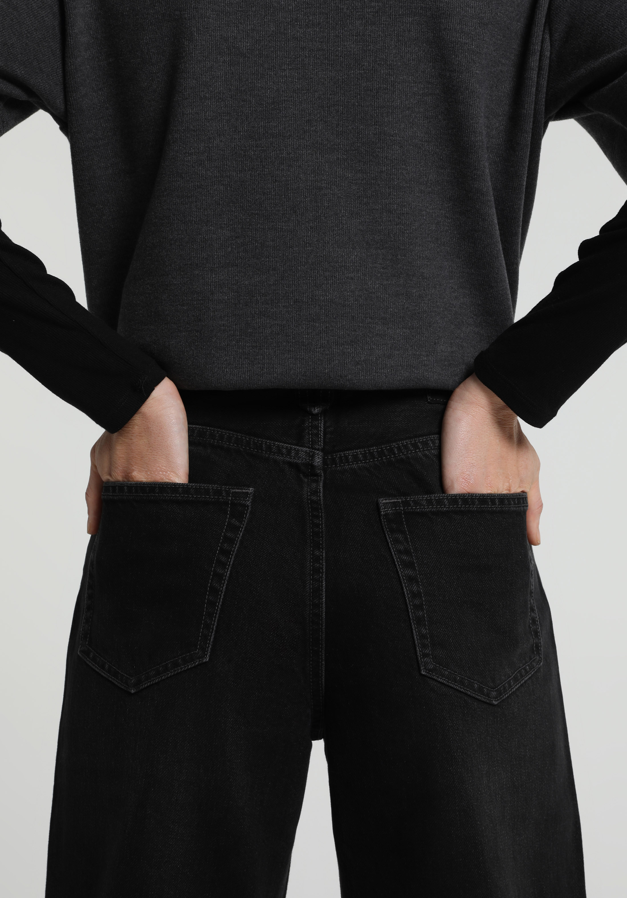 Wide Leg Fit   Kadın Black Black Denim Jean Pantolon