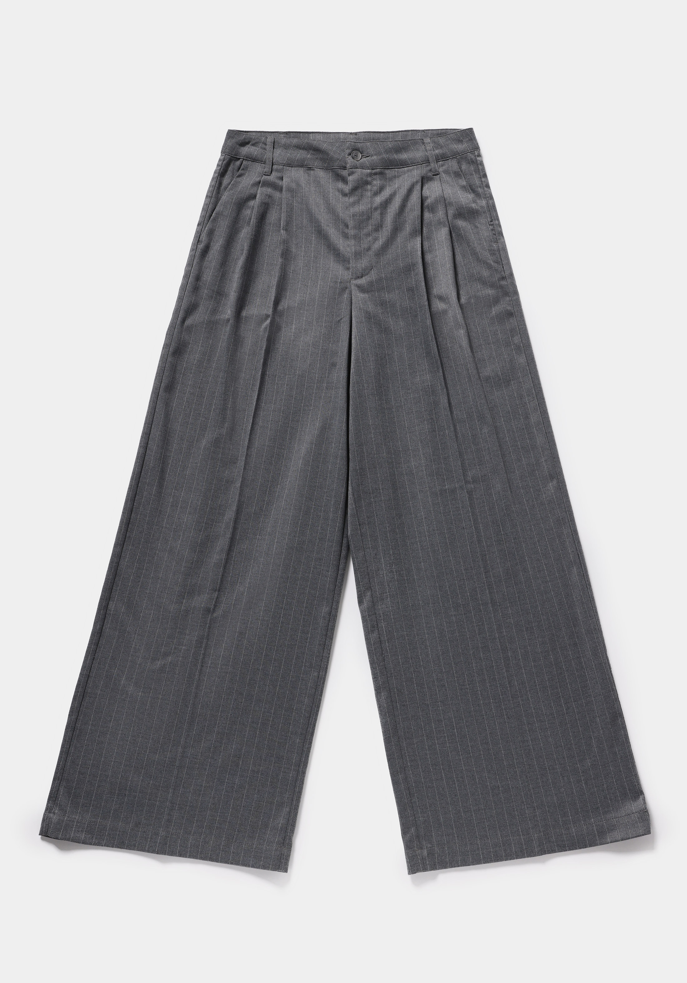 Regular Fit Yüksel Bel Geniş Paça Kadın Gri  Pantolon
