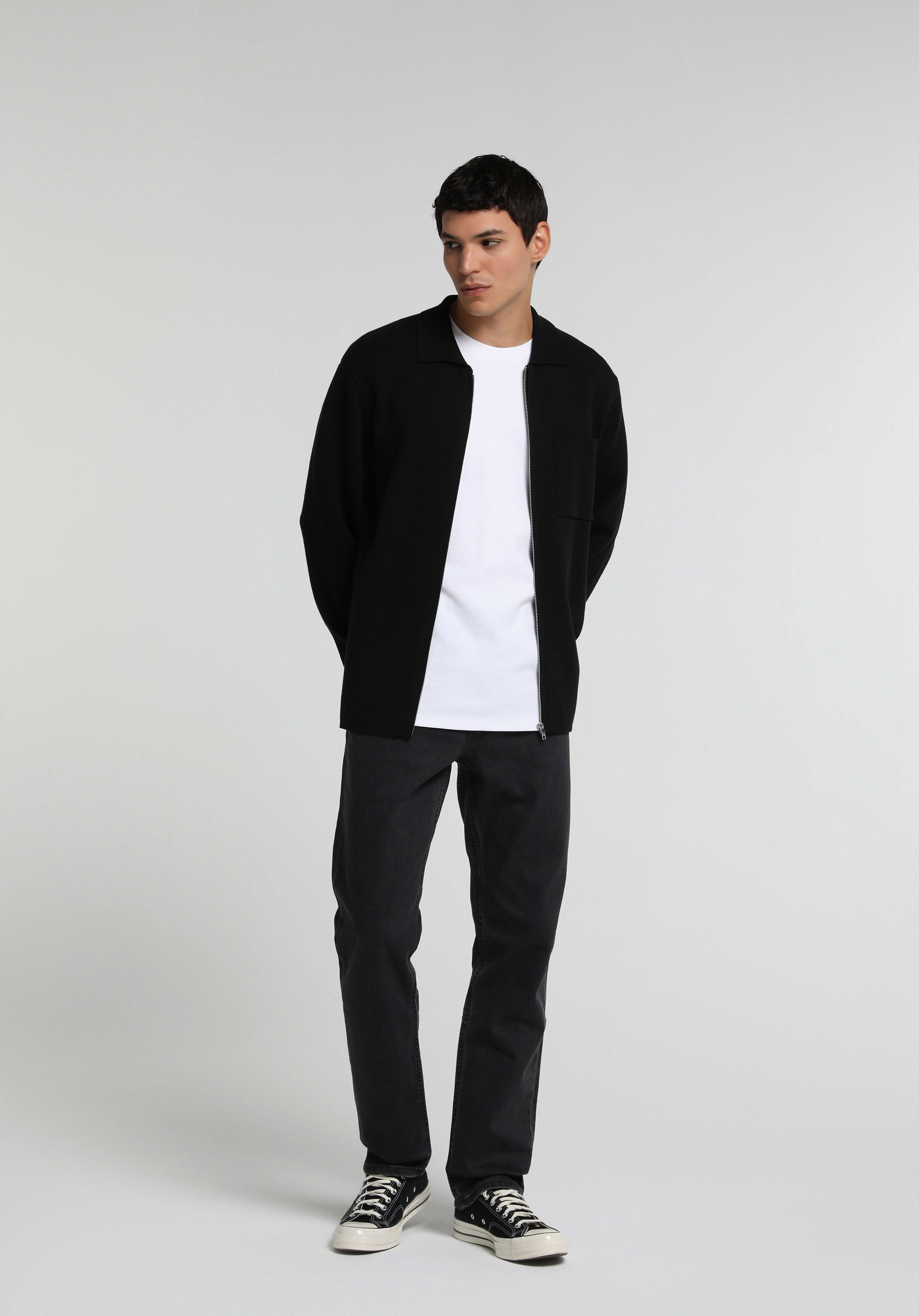 Regular Fit   Erkek Siyah Hırka