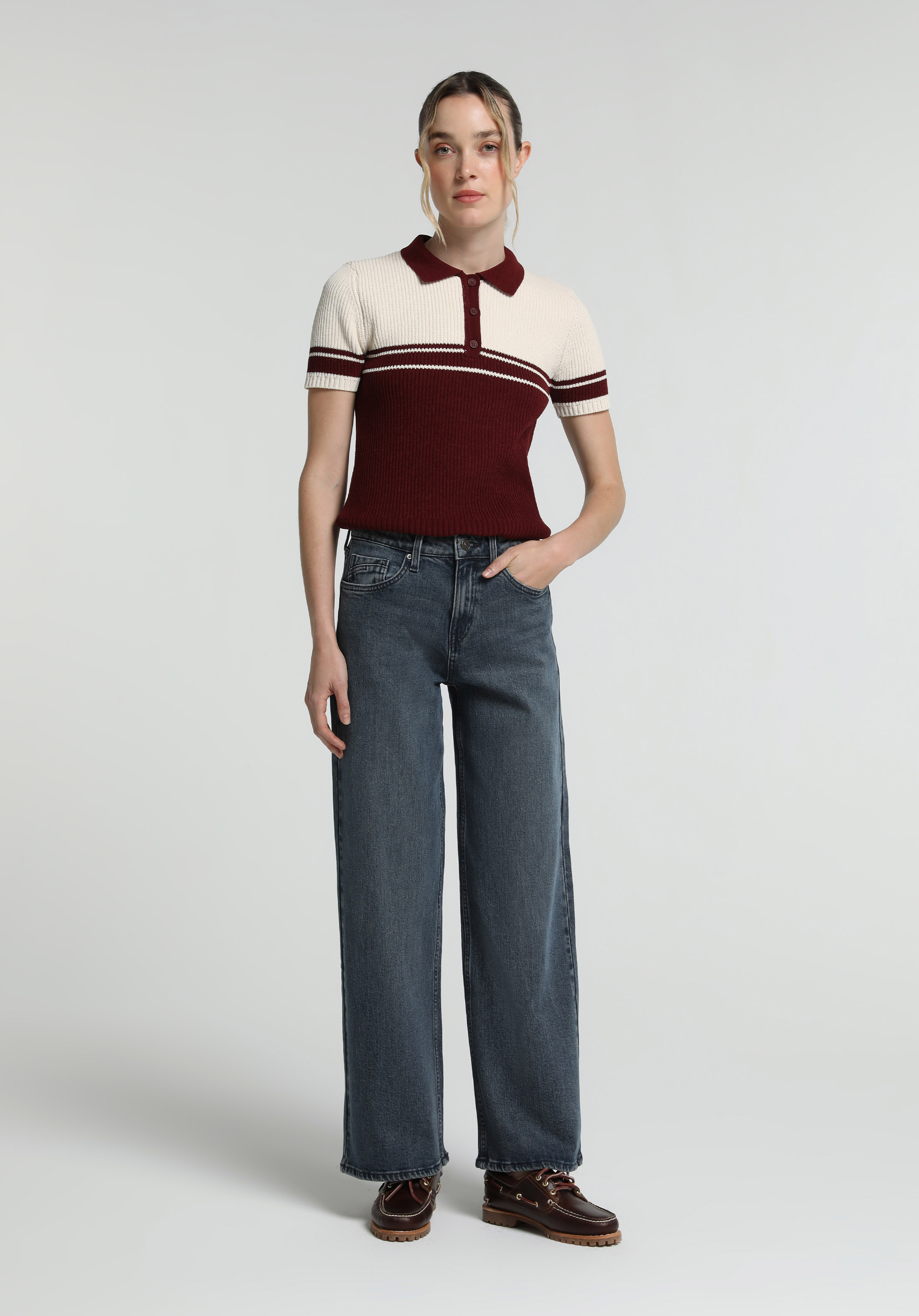 Wide Leg Fit   Kadın Blue Black Denim Jean Pantolon