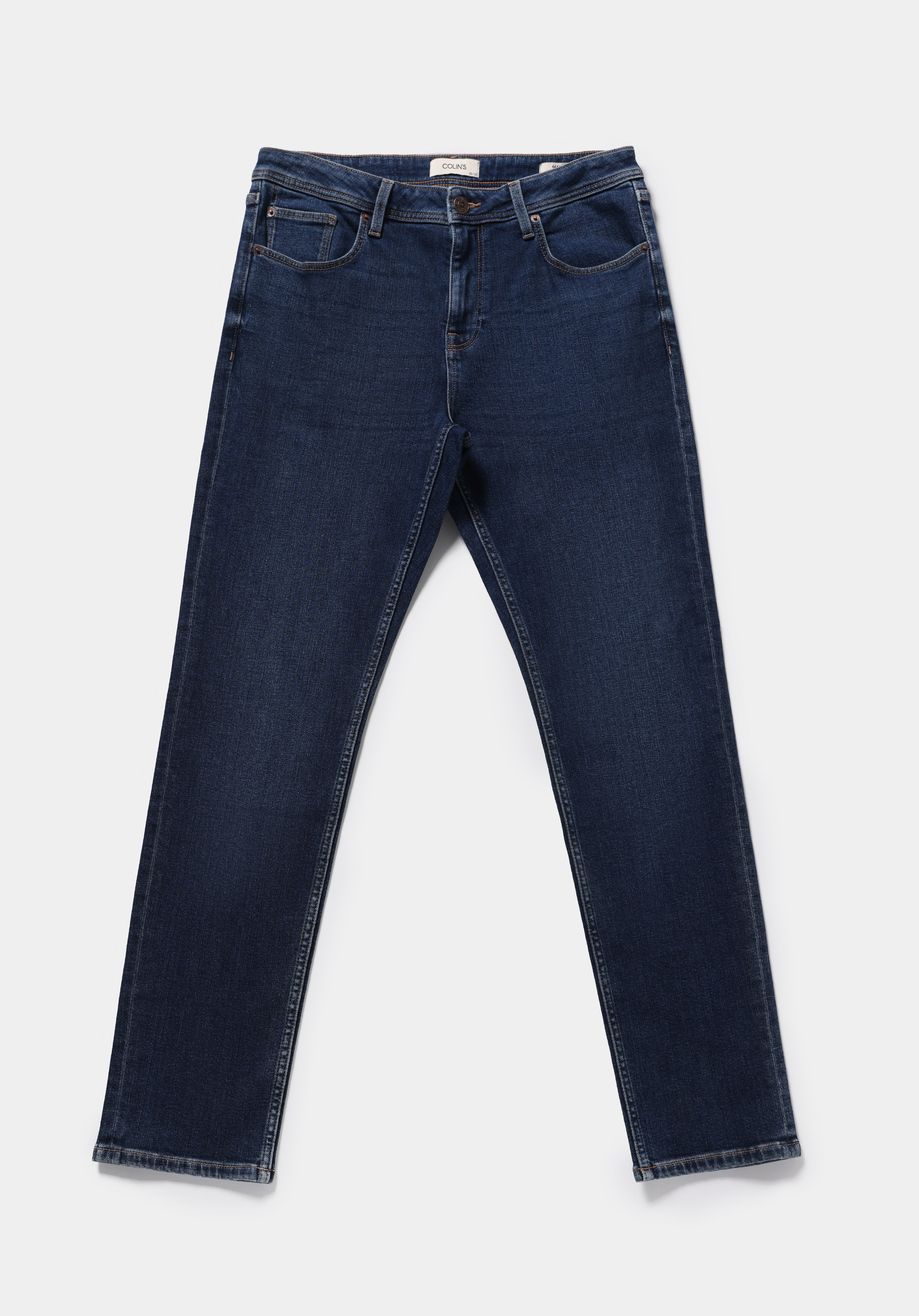 Straight Fit Orta Bel Düz Paça Erkek Dark İndigo Denim Jean Pantolon