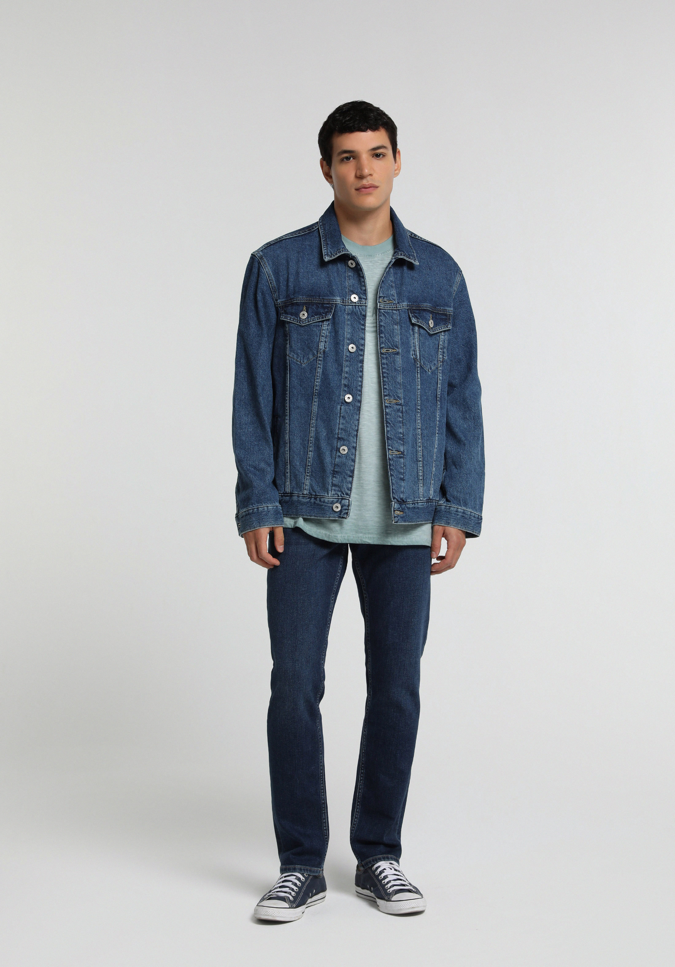 Straight Fit Orta Bel Düz Paça Erkek Dark İndigo Denim Jean Pantolon