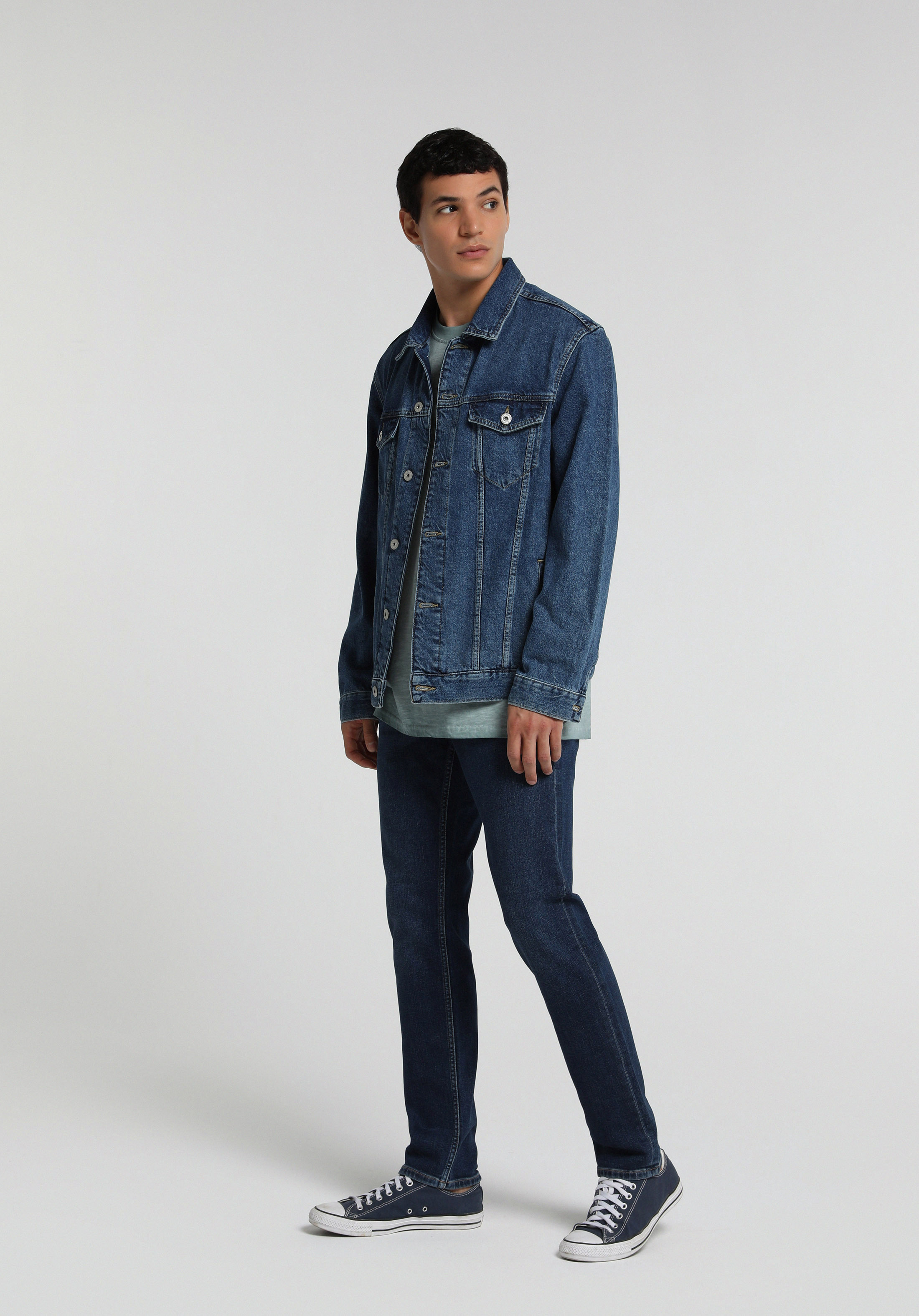 Straight Fit Orta Bel Düz Paça Erkek Dark İndigo Denim Jean Pantolon