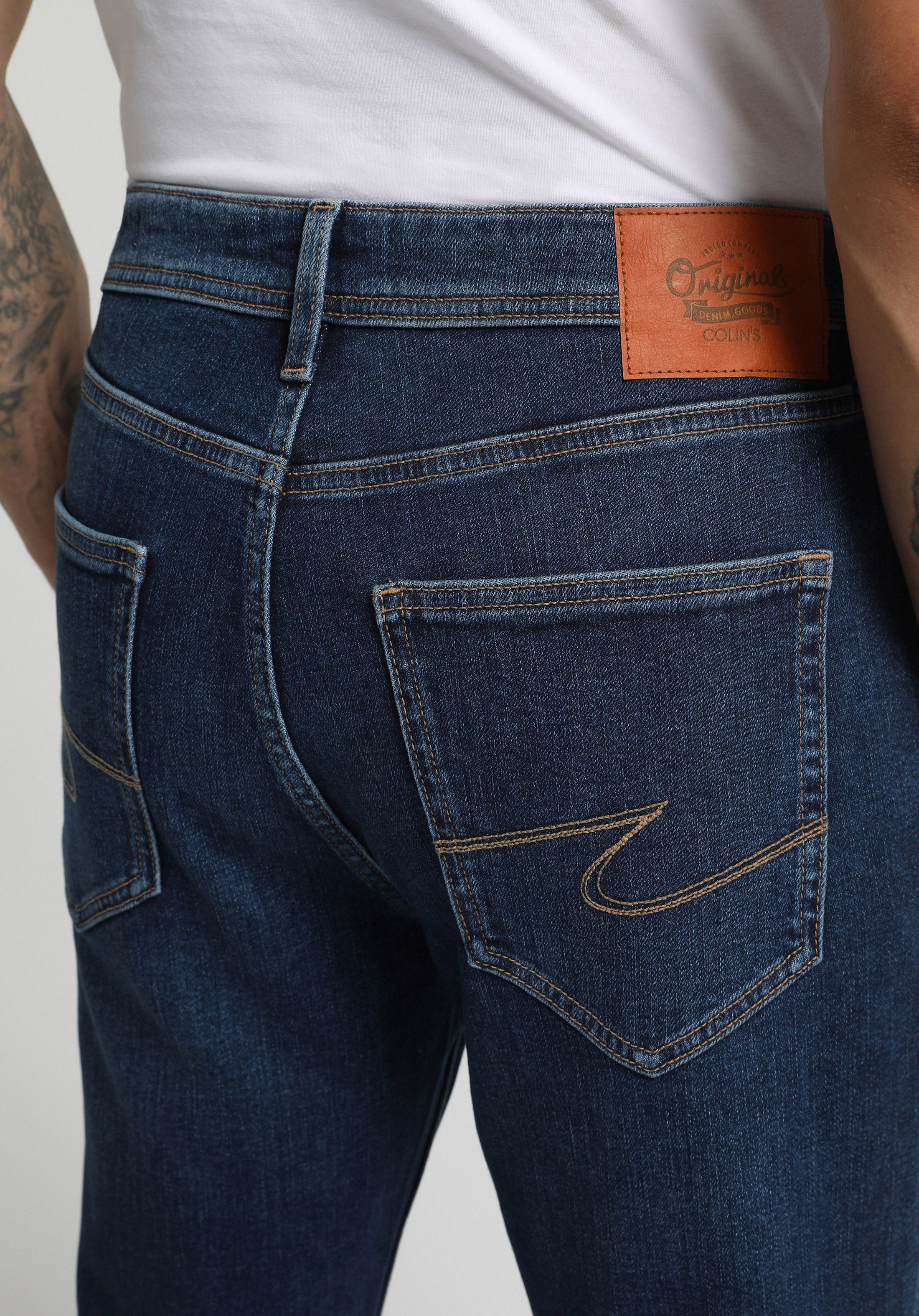 Straight Fit Orta Bel Düz Paça Erkek Dark İndigo Denim Jean Pantolon