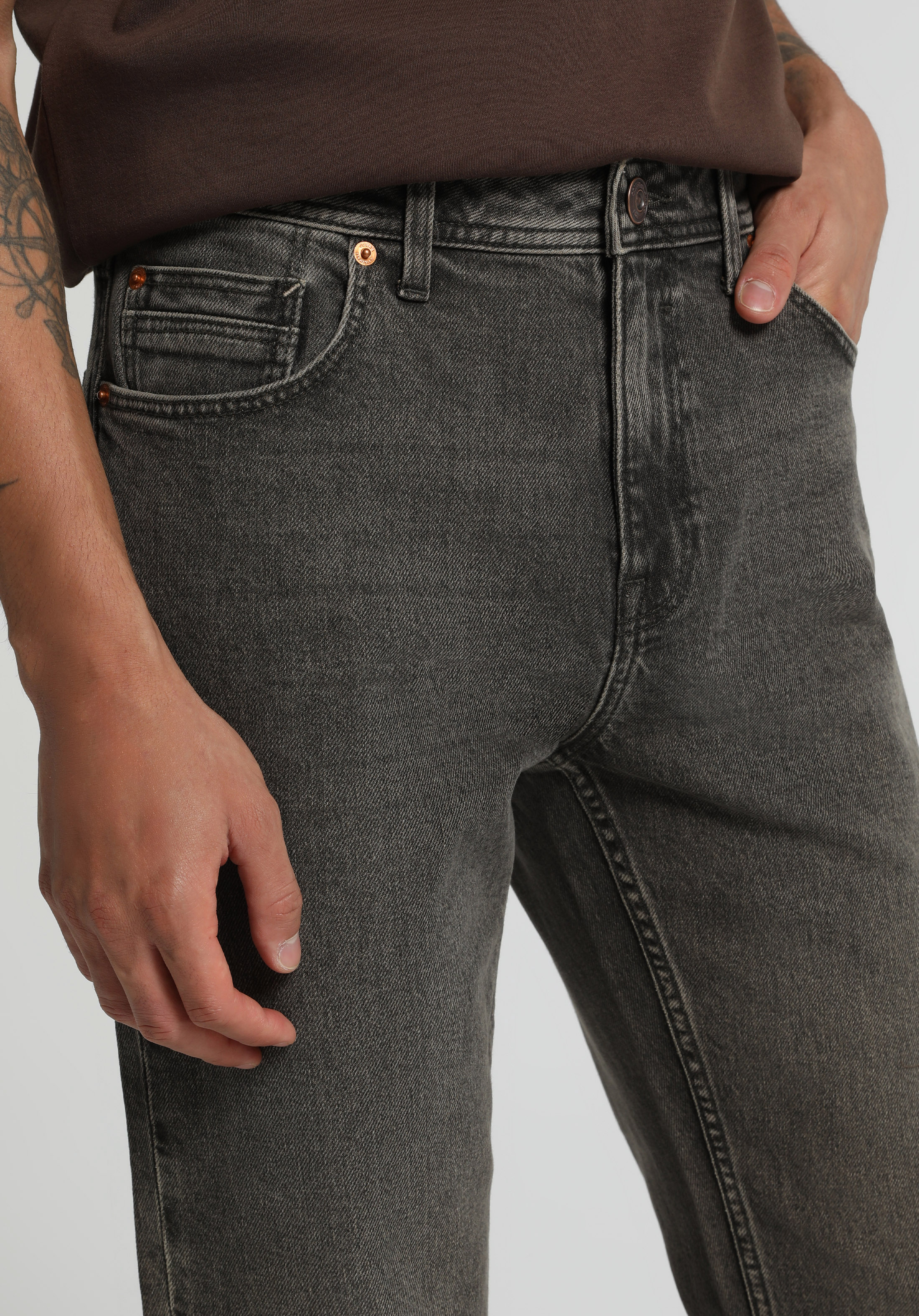 Relaxed Straight Fit   Erkek Over Dyed Denim Jean Pantolon