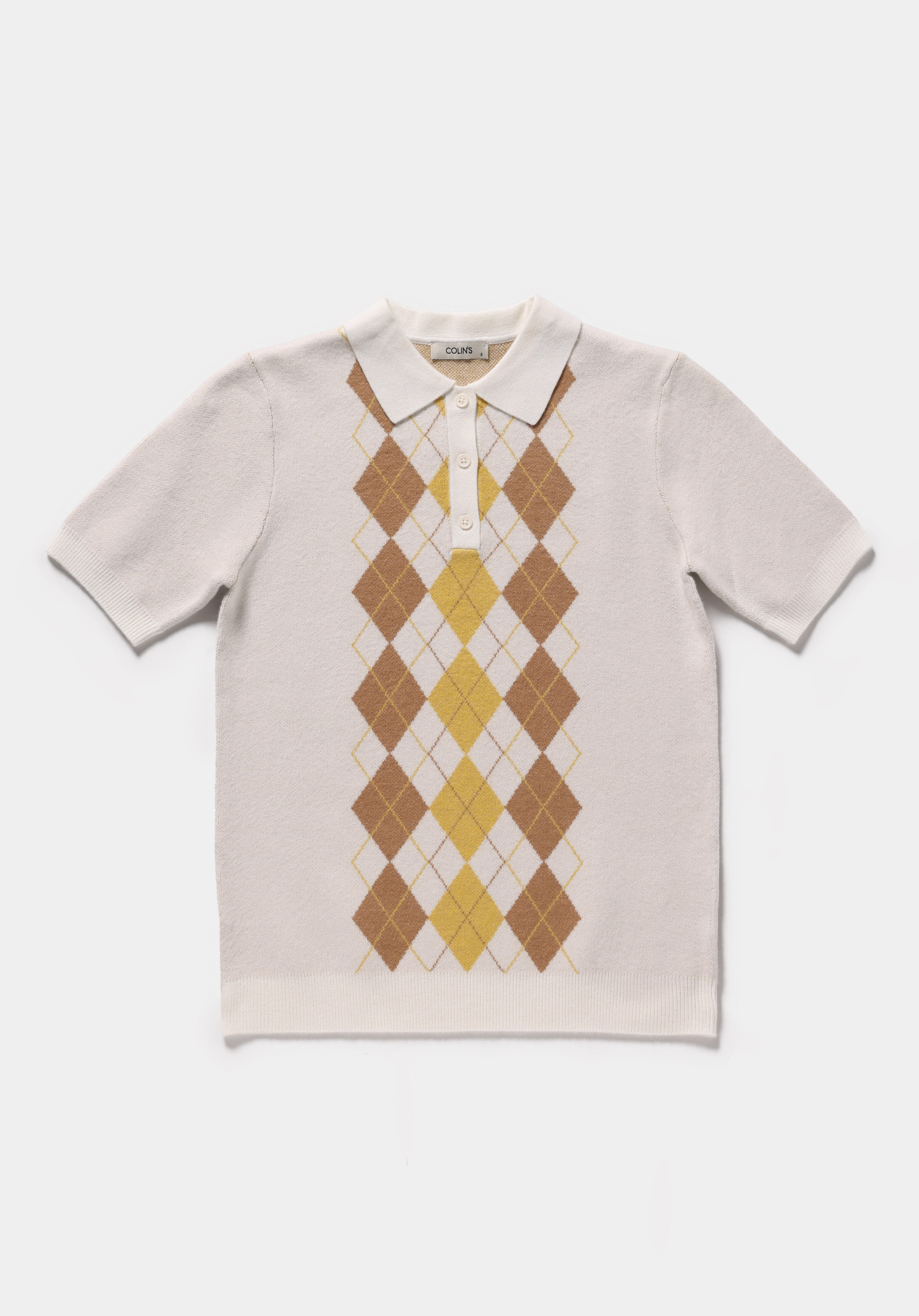 Slim Fit Polo Yaka Jakarlı Kadın Çok Renkli Kısa Kol Kazak