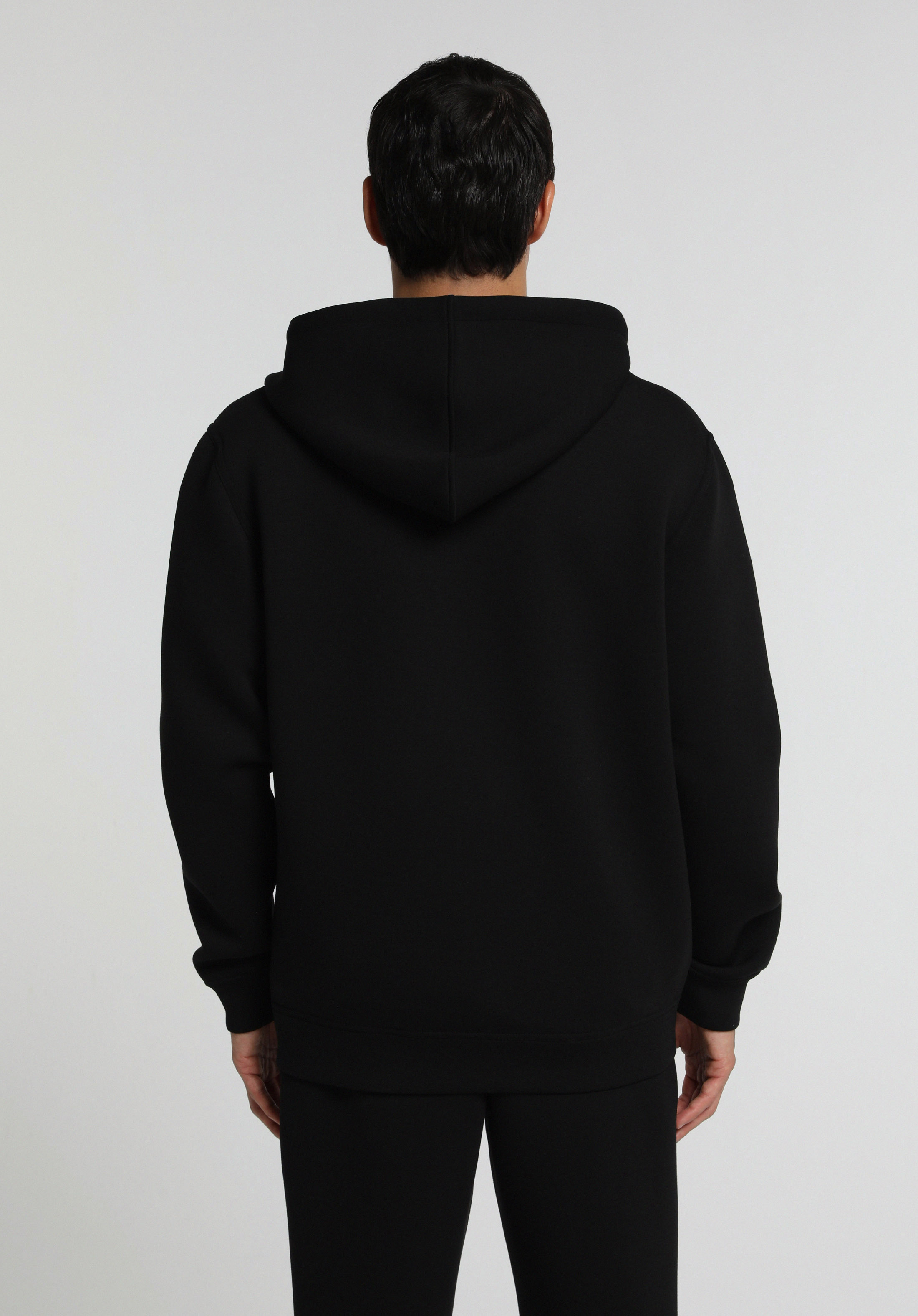 Regular Fit Kapüşonlu Düz Erkek Siyah Sweatshirt