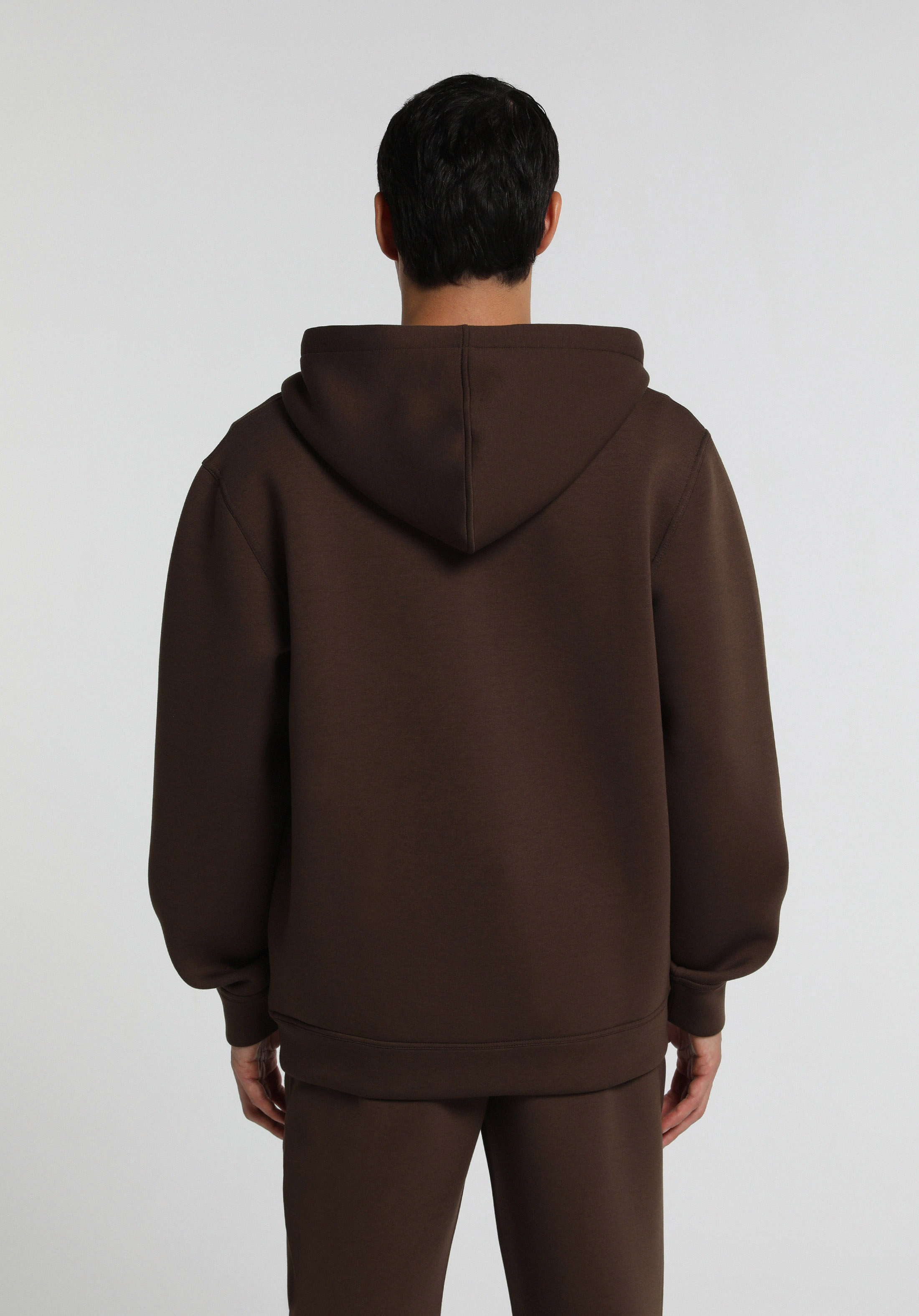 Regular Fit Kapüşonlu Düz Erkek Kahverengi Sweatshirt