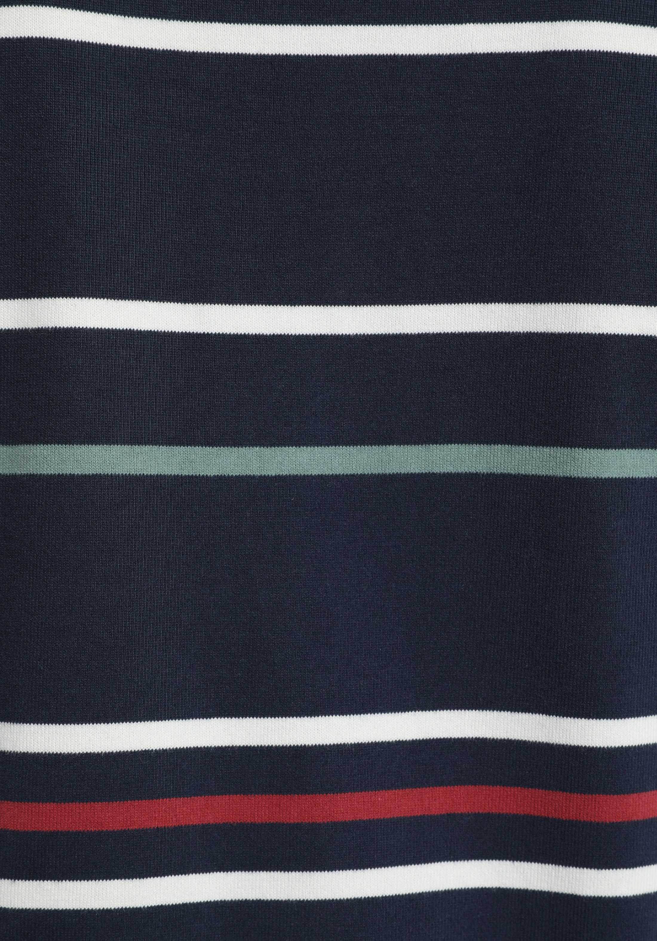Relaxed Fit Polo Yaka Çizgili Erkek Lacivert Uzun Kol Tişört