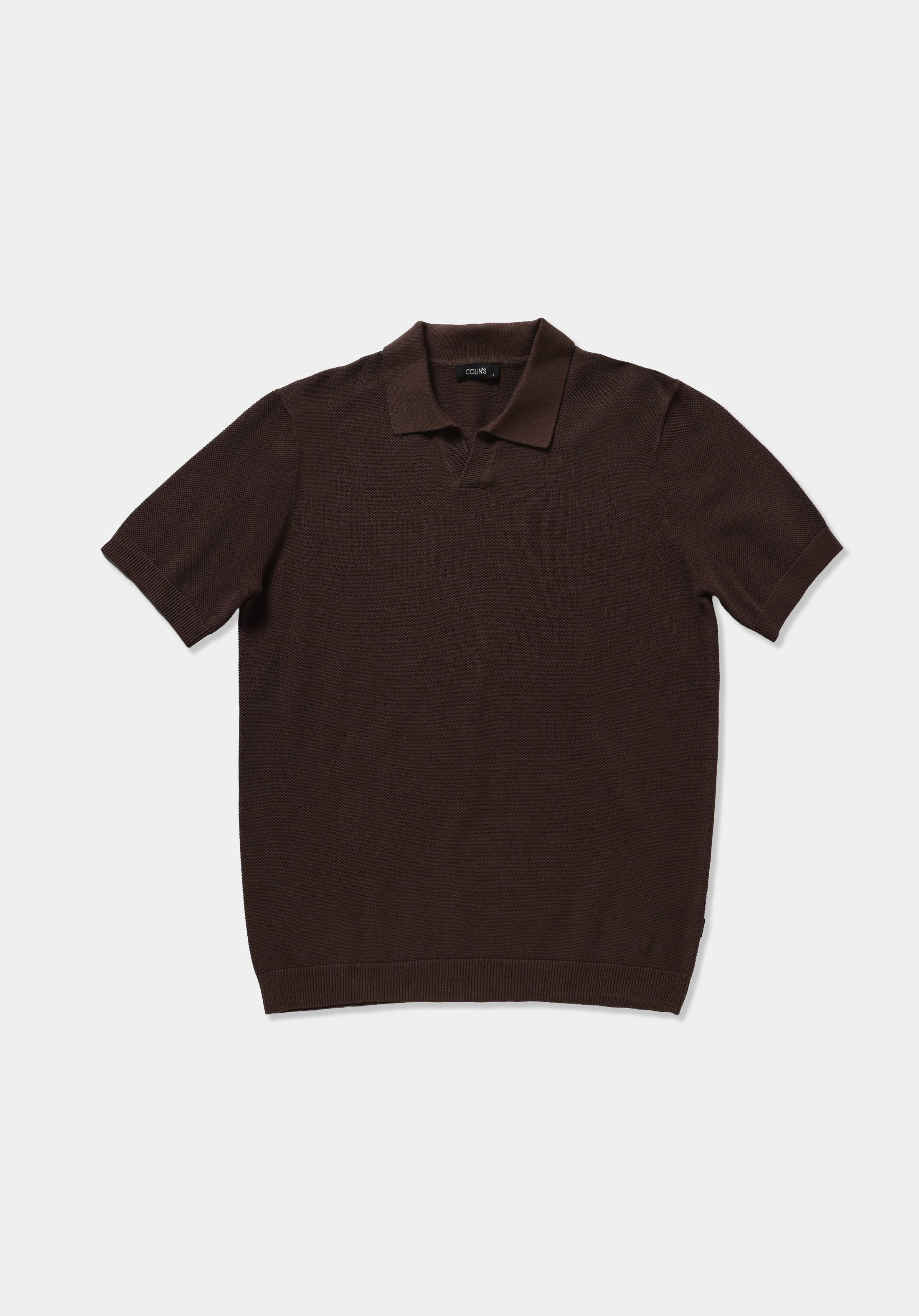 Regular Fit Polo Yaka Düz Erkek Açik Kahverengi Kısa Kol Kazak