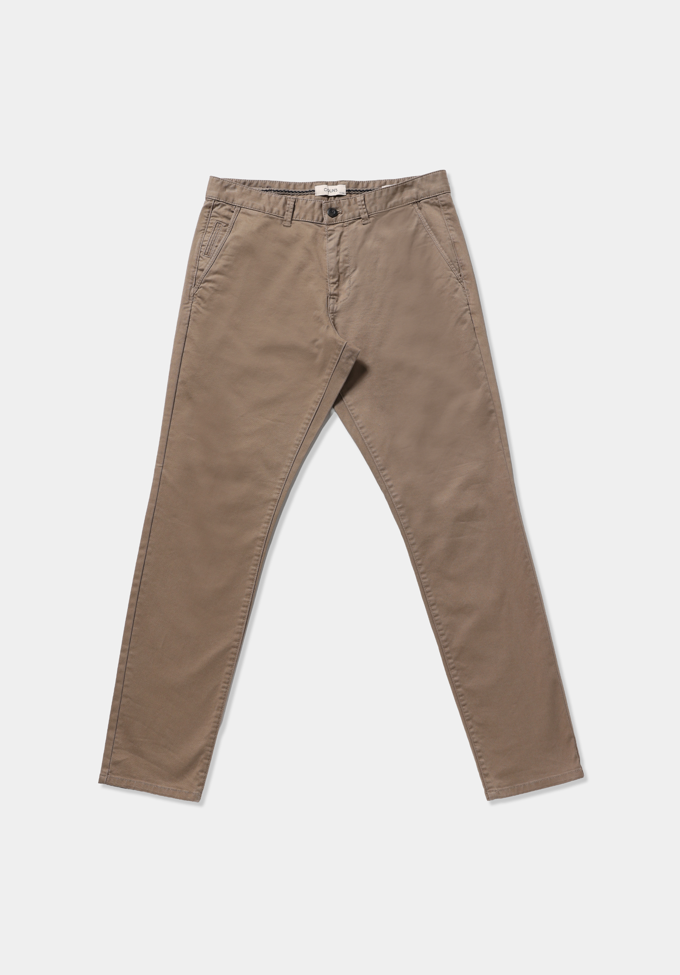 Slim Fit Orta Bel Düz Paça Erkek Bej  Pantolon