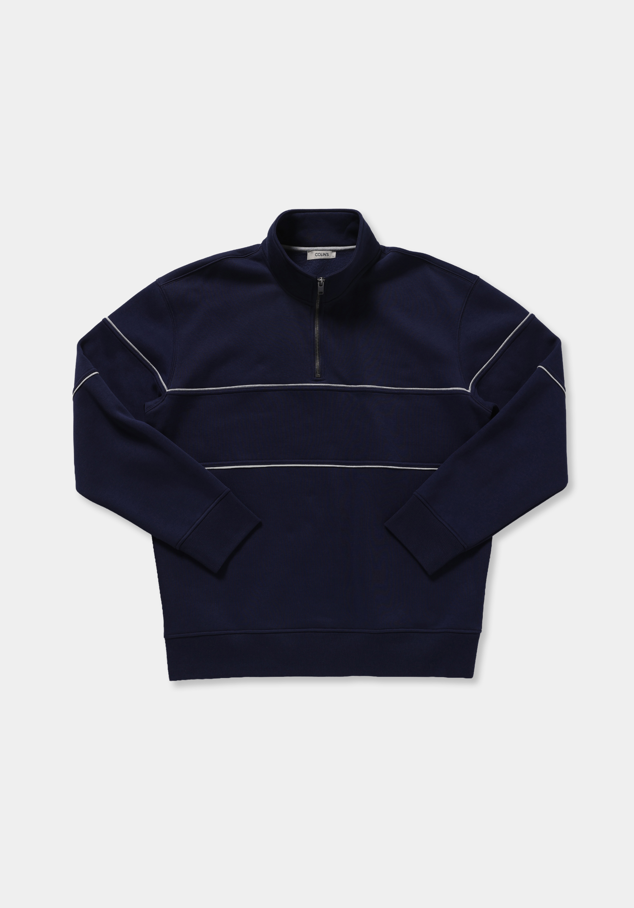 Relaxed Fit Dik Yaka Düz Erkek Lacivert Sweatshirt