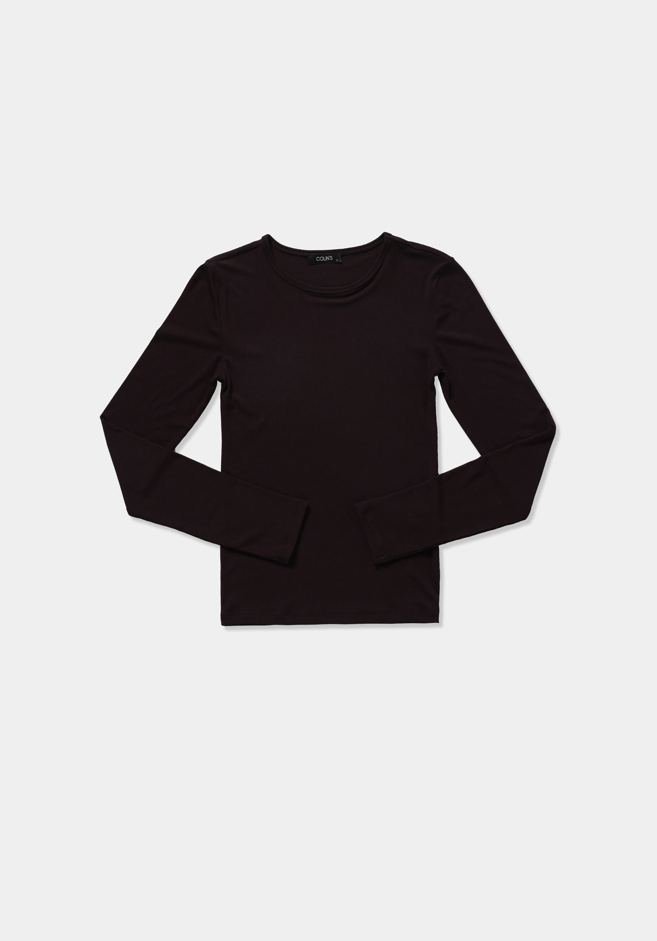 Slim Fit Yuvarlak Yaka Düz Kadın Mor Uzun Kol Tişört
