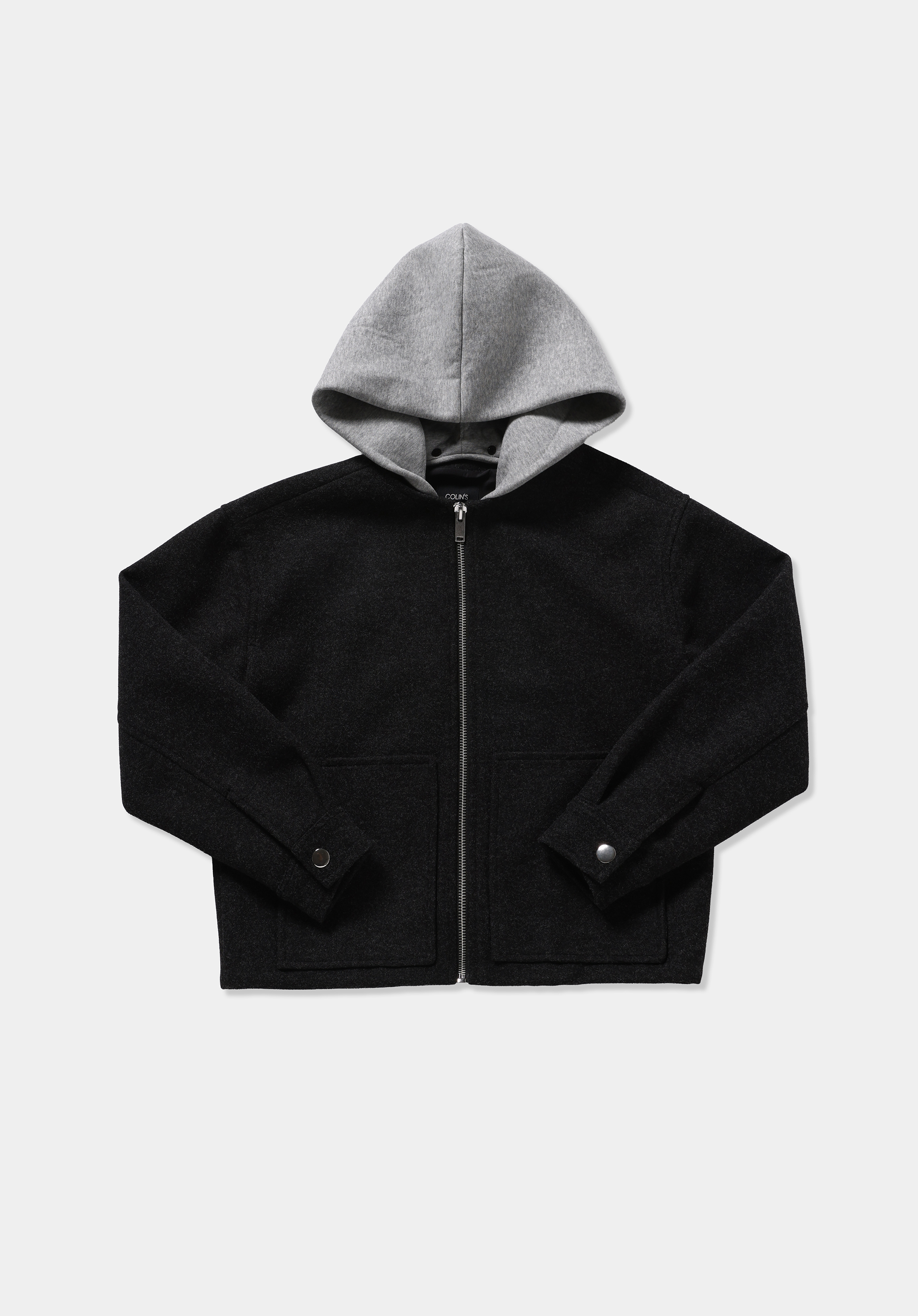 Oversize Fit Fermuarlı Astarsız Çıkarılabilir Kapüşonlu Kadın Antrasit Ceket