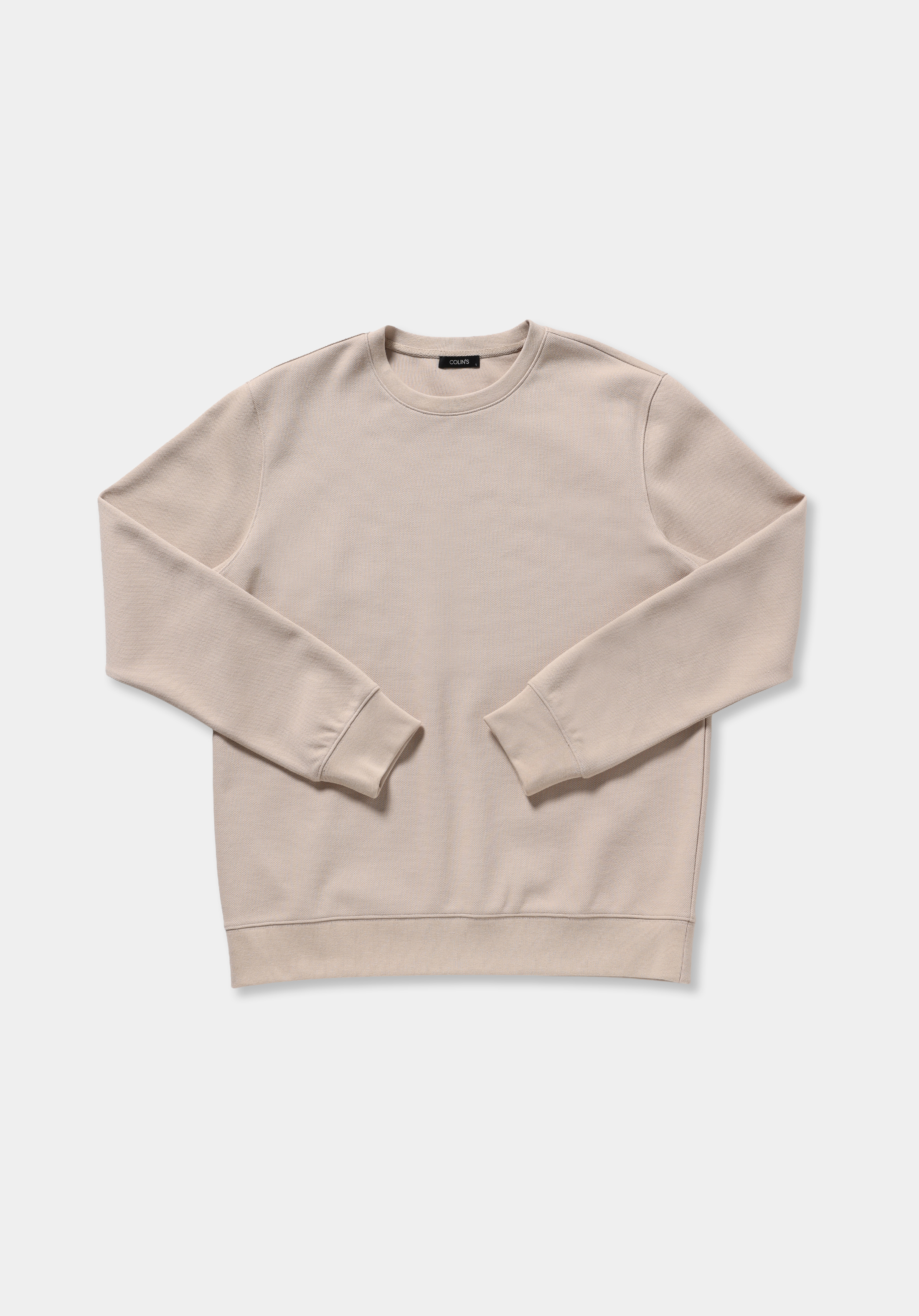 Regular Fit Yuvarlak Yaka Düz Erkek Taş Sweatshirt